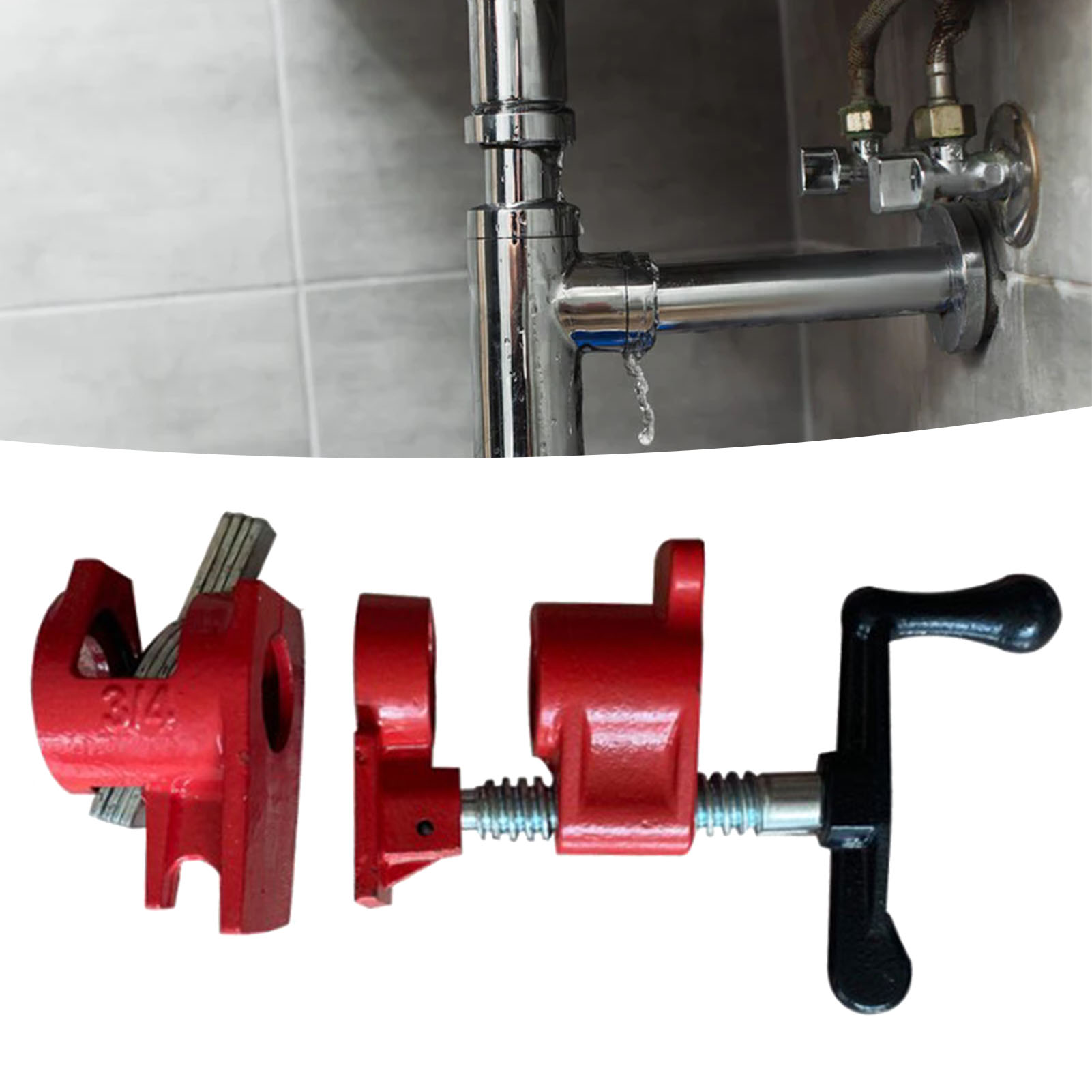 Set Aus 2 3/4-zoll-rohrklemmen, Ergonomischer Kurbelgriff, Robustes Gusseisen, Professionelle Holzpresse, Robuste Holzbearbeitungsausrüstung.