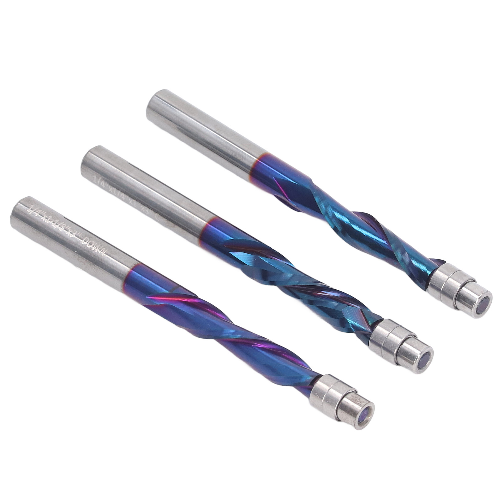 Dreiteiliger Vollhartmetall-bündigfräser, 1/4"-schaft, Für Längs- Und Querschnitte, Holzfräser, Senkfräser, 6,35-mm-schaft, Professionelles Fräswerkzeug