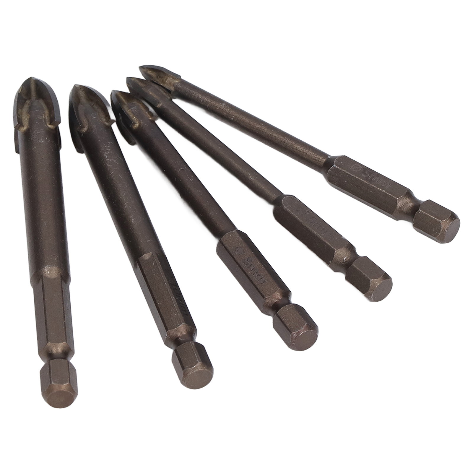 Set Mit 5 Sechskant-hartmetallbohrern Für Glas, Beton Und Fliesen – Kreuzbohrer Mit 1/4-zoll-sechskantschaft, Multifunktionaler Lochöffner