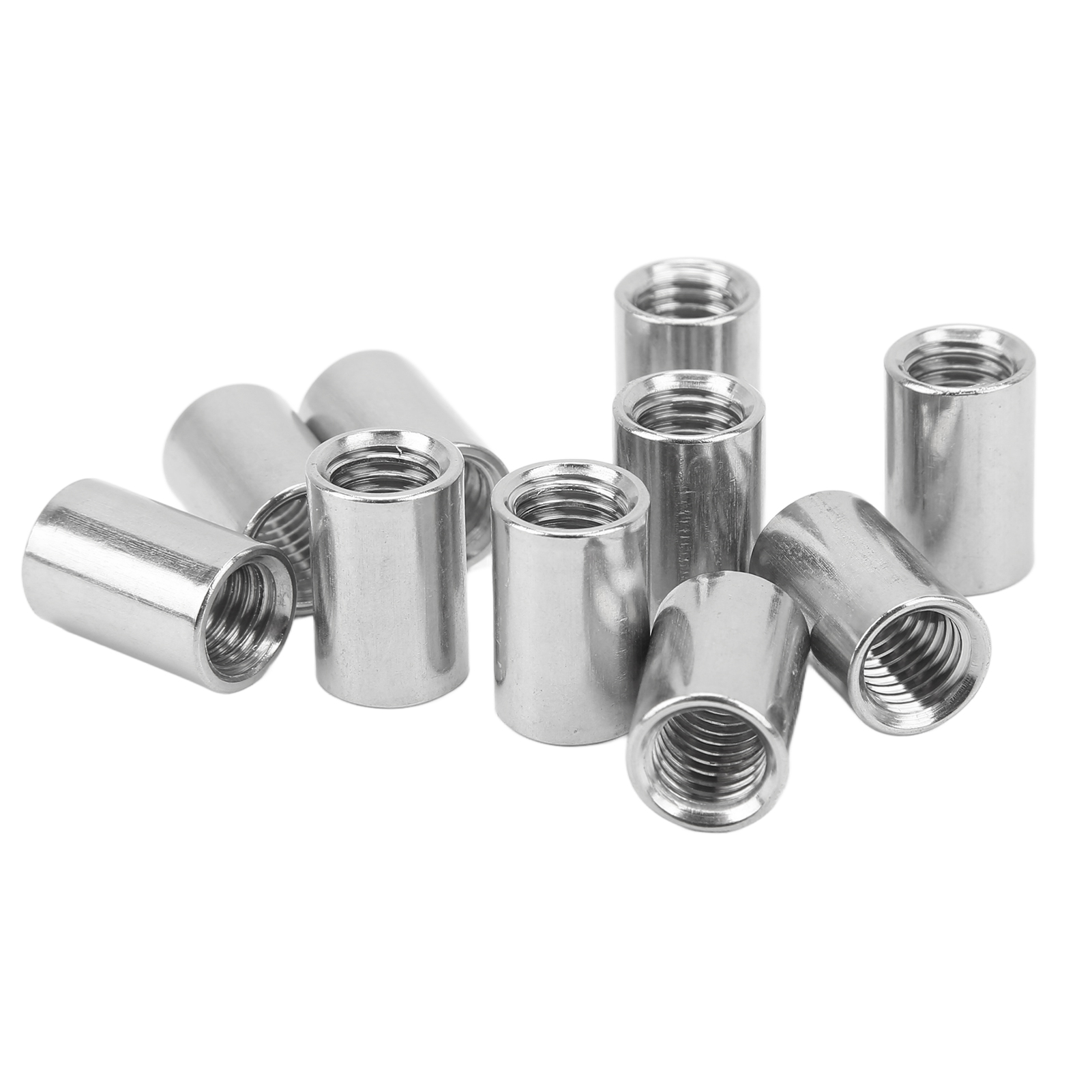 Runde Edelstahl-verbindungsmuttern M10x1,5 L20mm, 10er-packung, Innengewinde, Gewindehülse, Verbindungshülse Für Gewindestange