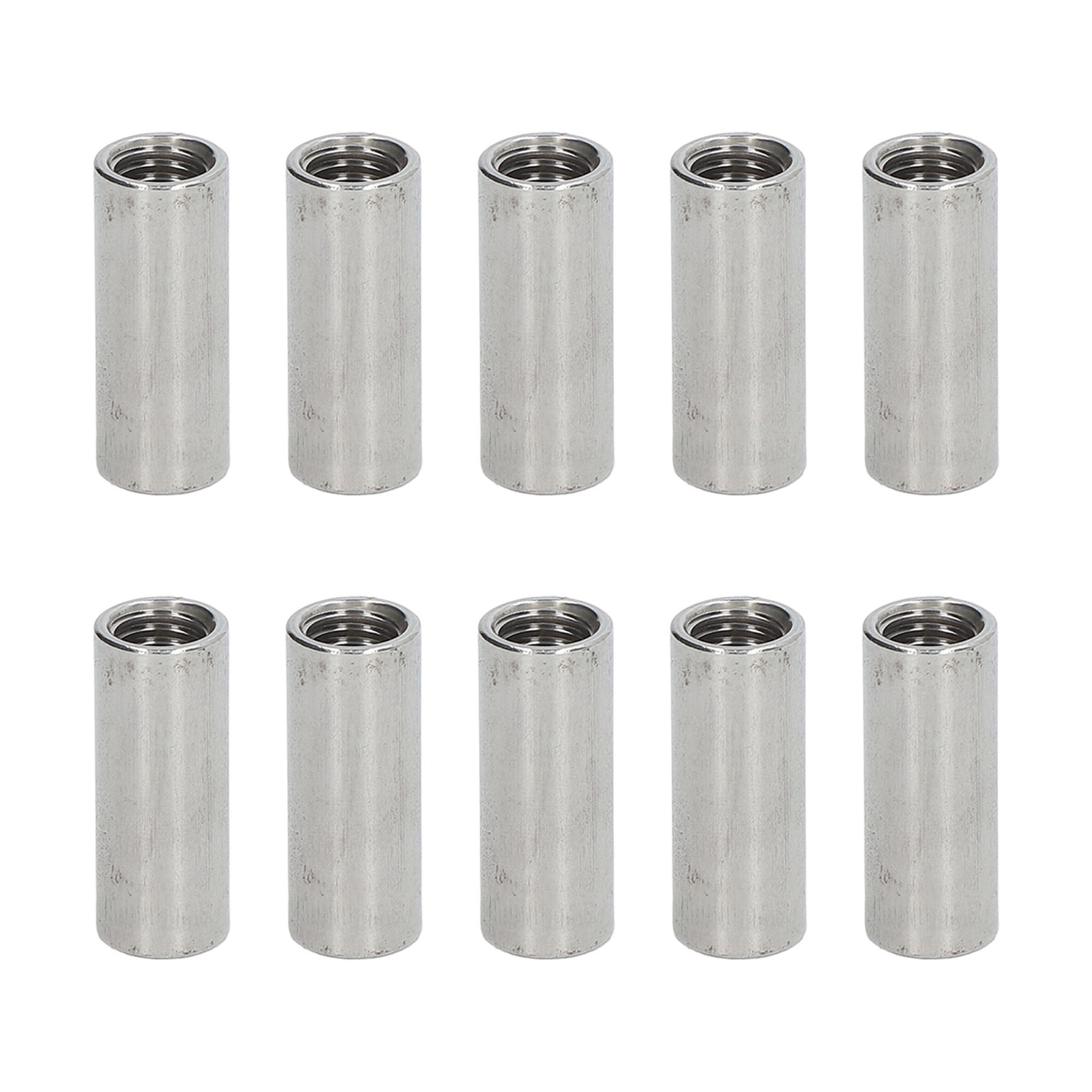 10-teiliges Set Runder Verbindungsmuttern, Edelstahl 304, Zylindrisches Innengewinde, Gewindeverbinder