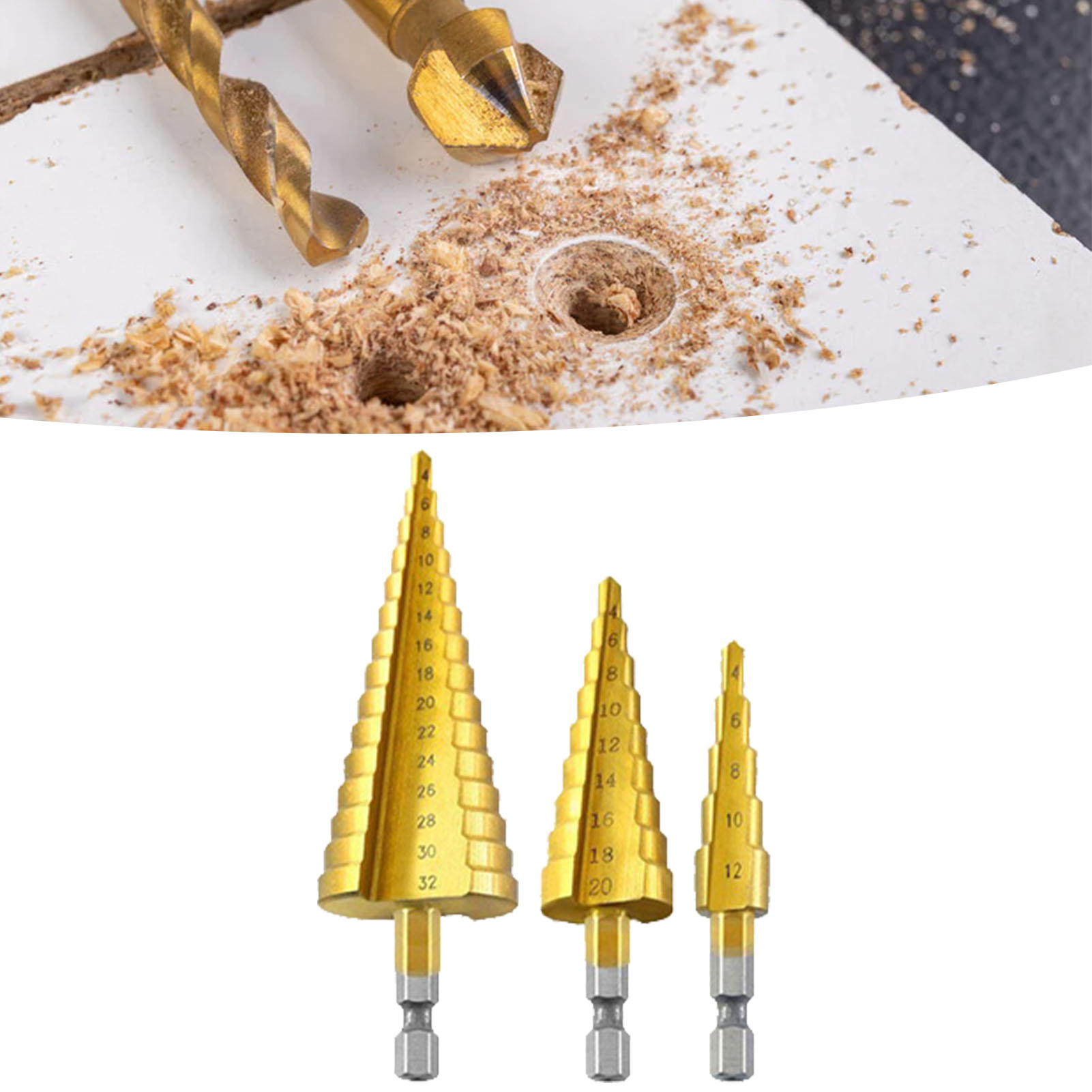 Stufenbohrer-set Aus Titan, Verschleißfest, Stabil, Robust, Sechskantschaft, Pagodenform, Bohrwerkzeug-set