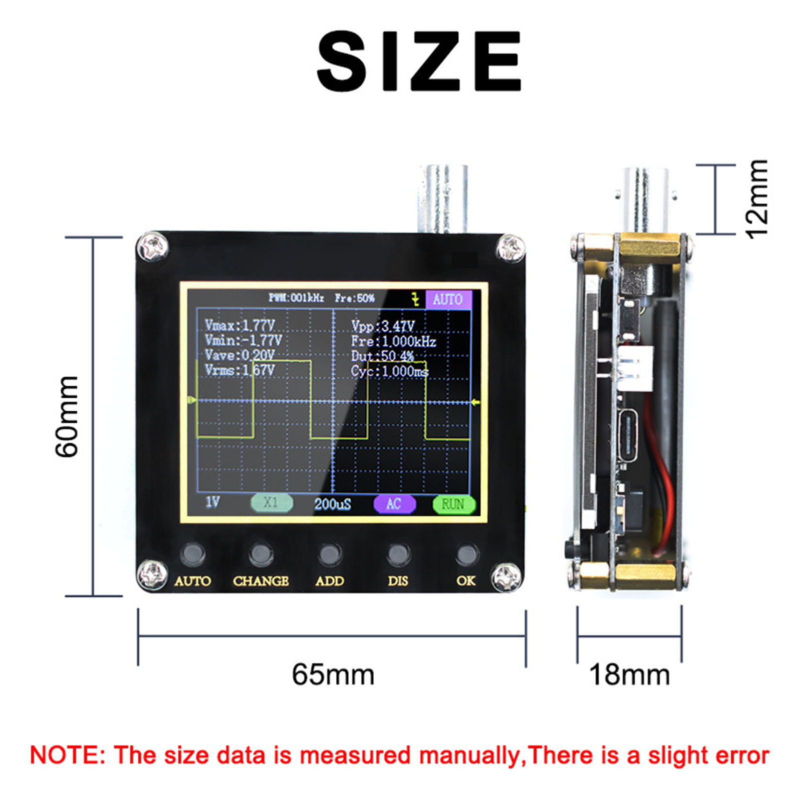Tragbares 2,4-zoll-digitaloszilloskop, Signal- Und Wellenformtester, Transistor, Elektronische Messung, Lcd-bildschirm, Diagnosewerkzeug Für Techniker Und Heimwerker.