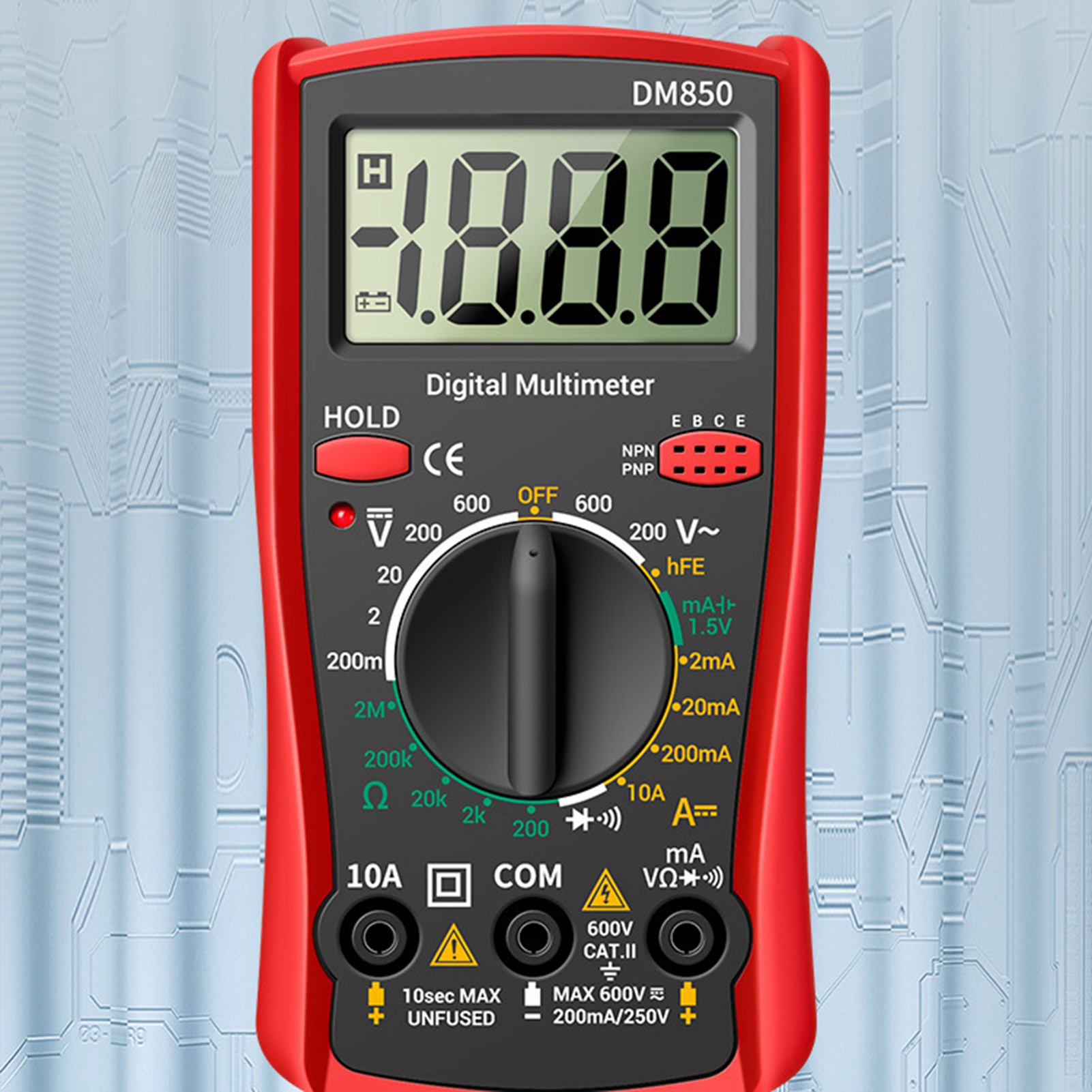 Hochpräzises, Kompaktes, Tragbares Multifunktions-digitalmultimeter Mit Voltmeter, Rot, Für Den Heimgebrauch, Batterielos