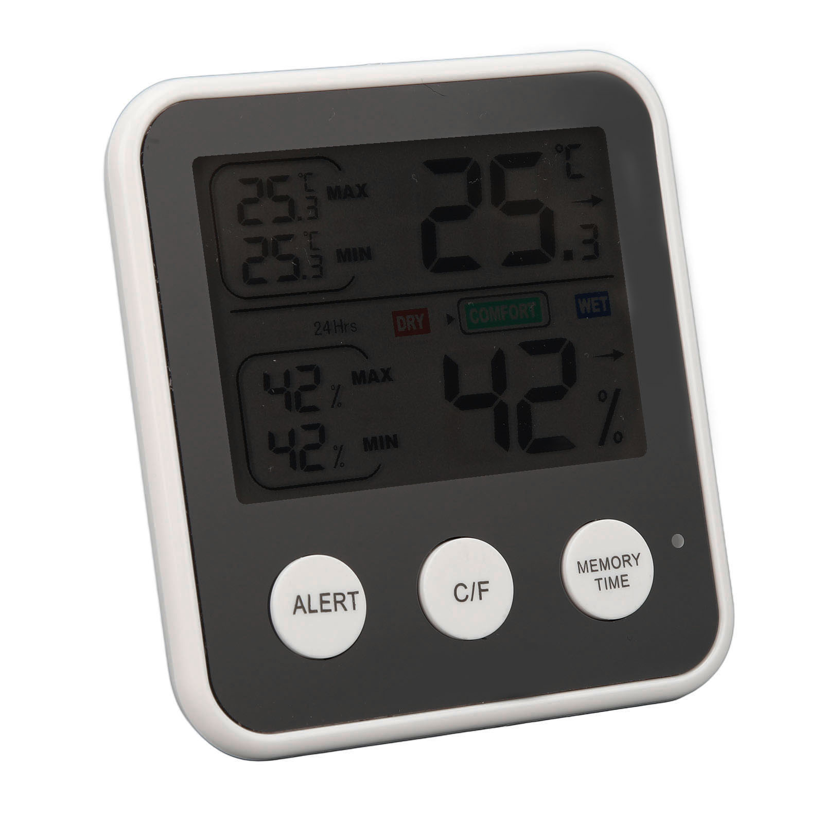 Schwarzes Digitales Lcd-thermometer-hygrometer, Misst Temperatur Und Luftfeuchtigkeit, Präziser Hygrothermograph Für Den Innenbereich