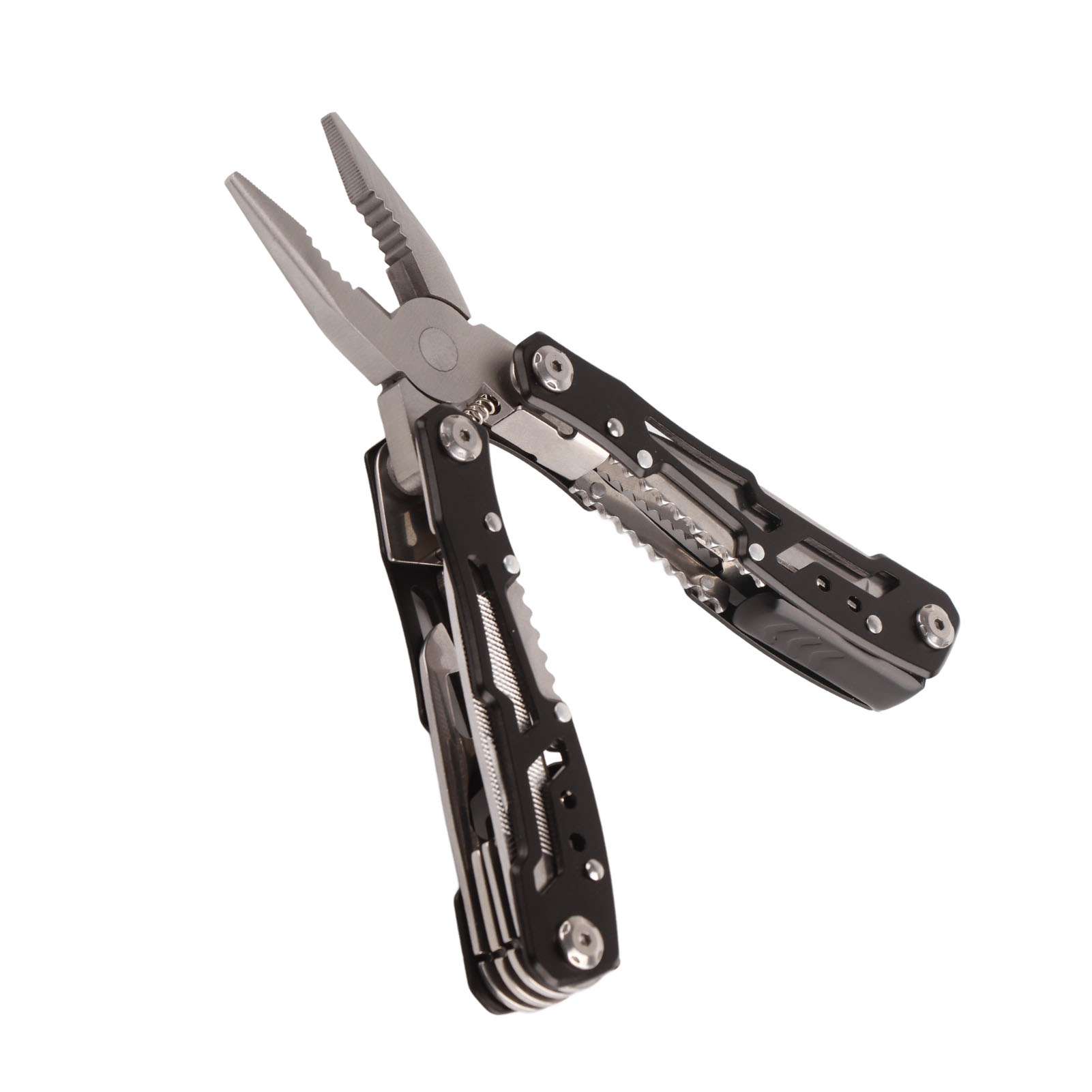 Klappbare Multifunktionszange Aus Edelstahl, Schwarzes Taschenwerkzeug, Kompakt Und Tragbar, Ideal Für Camping Und Outdoor-aktivitäten.