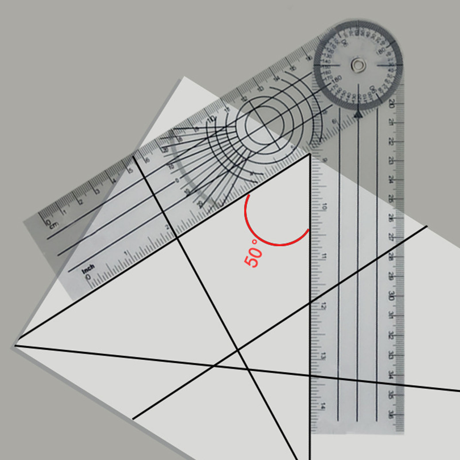 Klappbarer Winkelmesser, 140 Mm (5,5 Zoll), Mattierter Kunststoff, Geometrie-messwerkzeug Mit Mehreren Winkeln Zum Zeichnen Und Berechnen Von Winkeln