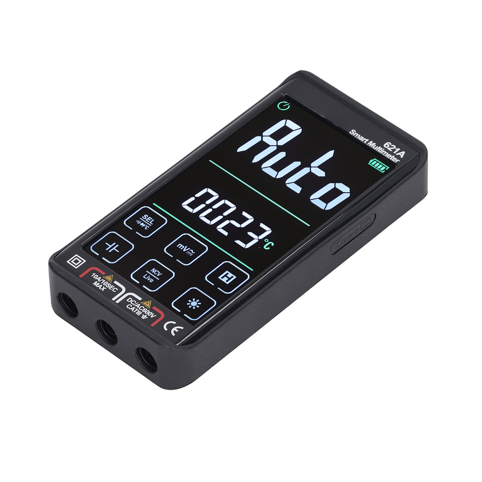 Wiederaufladbares, Intelligentes Digitalmultimeter Mit Touchscreen, Großem, Hochpräzisem Display, Automatischem Brandtester, Schwarz