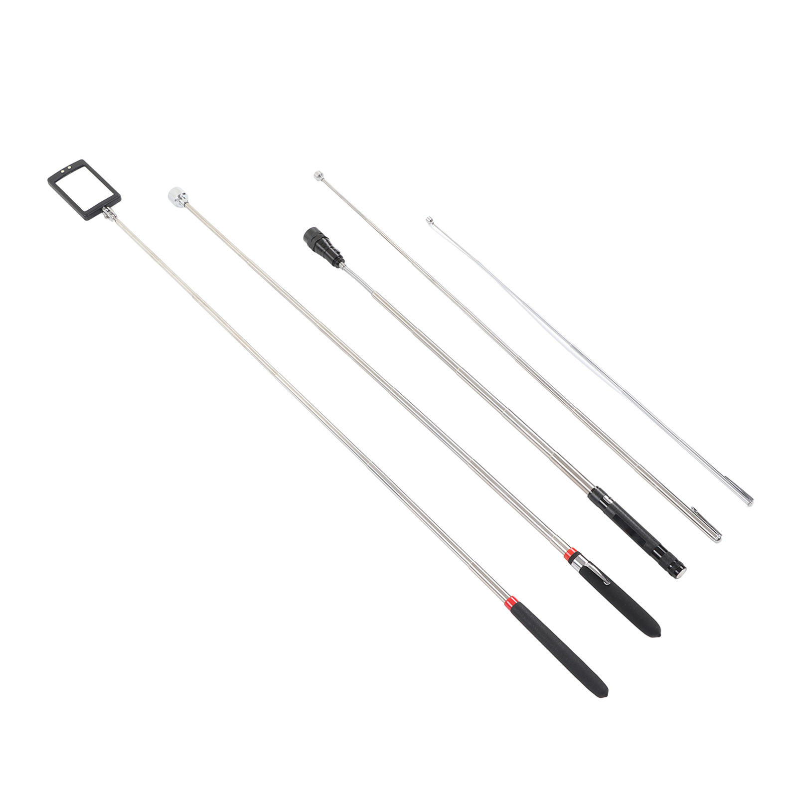 5-teiliges Set Teleskopierbarer Magnetstangen Zur Bergung Von Magneten Aus Stahl Und Gummi, 1,5-3-15 Lb, Ausziehbar, Mit Spiegel Und Taschenlampe