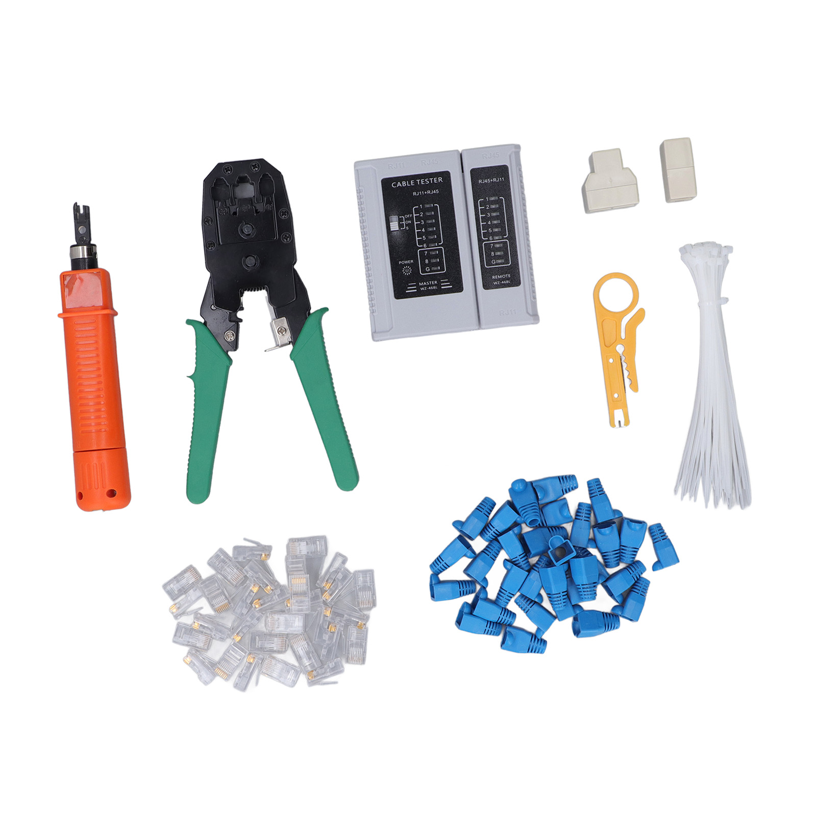 Rj45-netzwerkreparaturset, Kabelclip, Stecker, Abisolierzange, Werkzeuge Für Cat5, Cat5e Und Cat6
