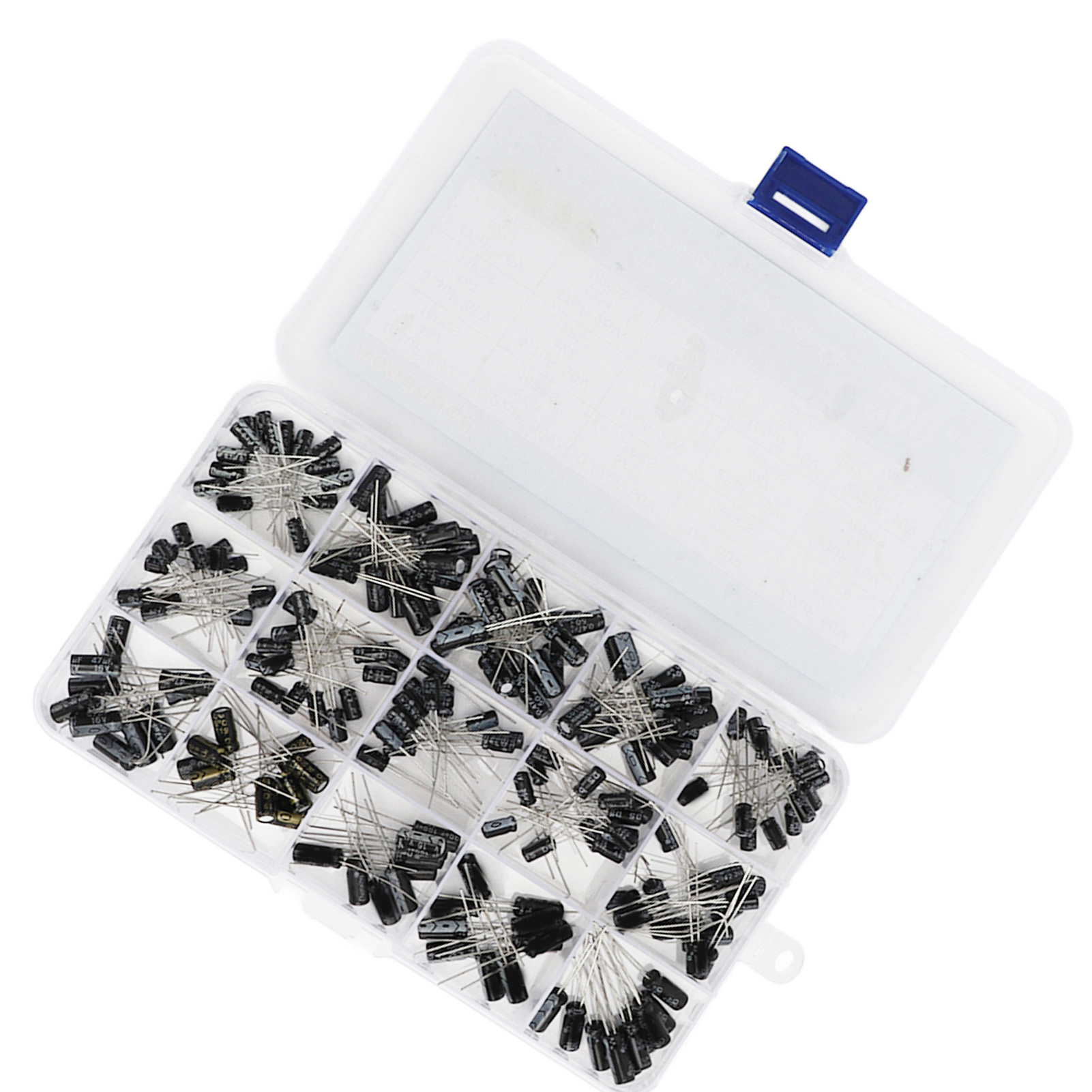200-teiliges Set Mit Aluminium-elektrolytkondensatoren, 15 Werte, 0,1–220 Μf, Radiale Sortierbox Für Elektronik-bastler