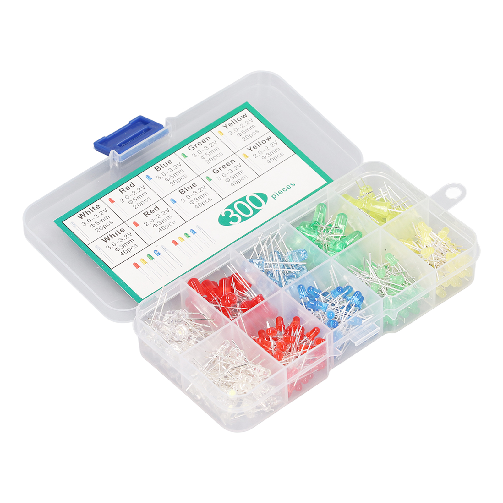 Set Mit 300 Leds 5mm Und 3mm, 5-farbige Leuchtdioden, Hitzebeständig, Sortiment Für Industrielle Schaltungen, Elektronische Bauteile.