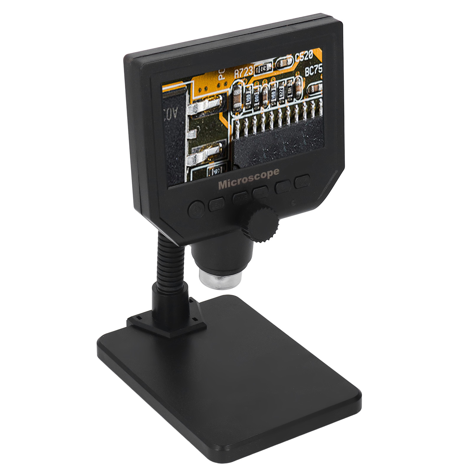 4,3-zoll-hd-digitalmikroskop Mit 600-facher Vergrößerung, 3,6 Mp Und Usb-anschluss Sowie Integrierter Led-beleuchtung Für Das Löten Von Leiterplatten Und Die Inspektion Elektronischer Schaltungen
