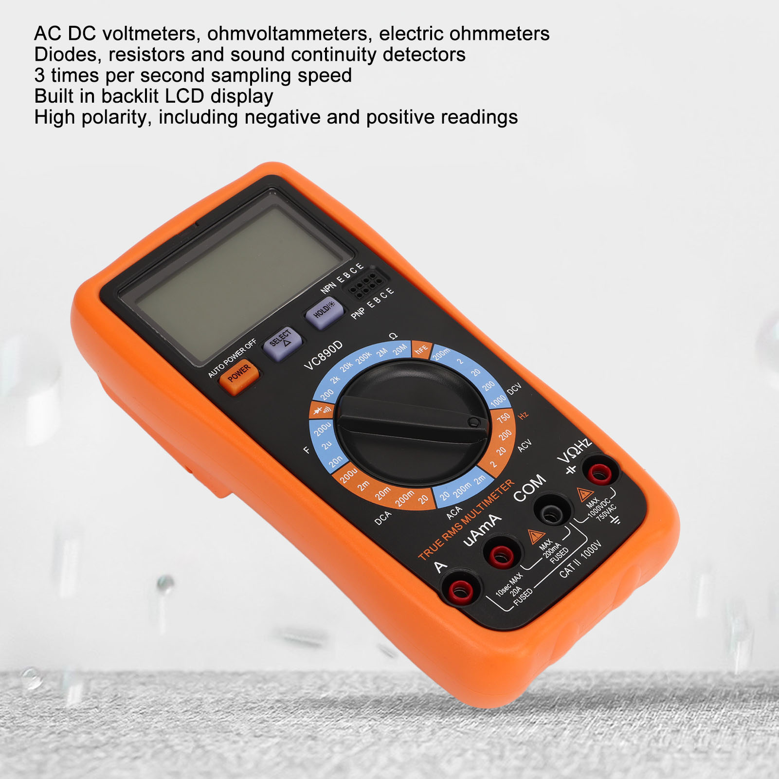 Digitales Multimeter: Voltmeter, Amperemeter, Wechsel- Und Gleichstrom-ohmmeter, Spannungs-, Strom- Und Widerstandsmesser, Dioden-durchgangsprüfer, Hintergrundbeleuchtung