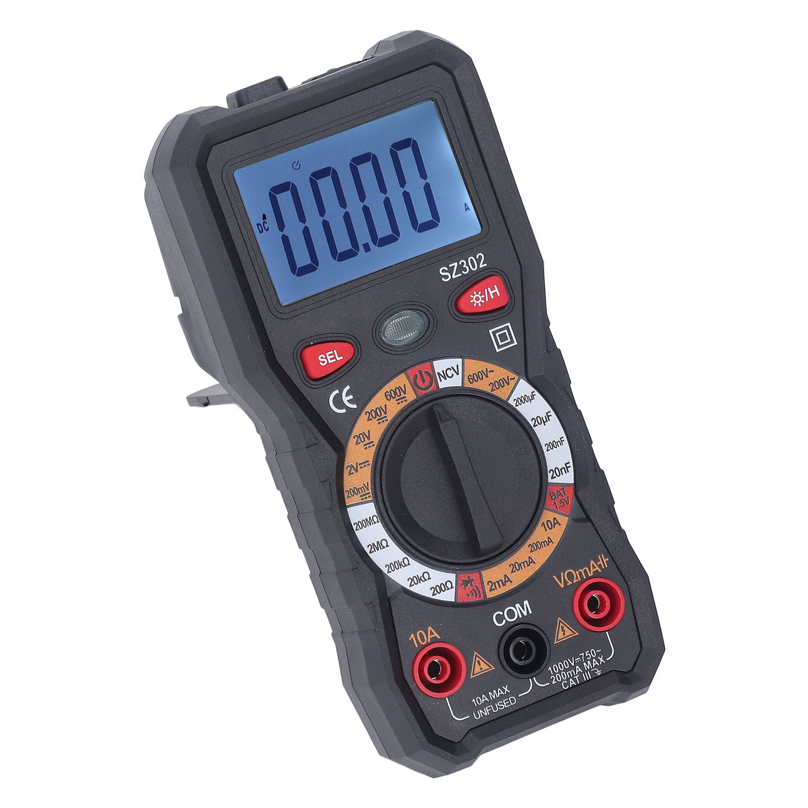 Hochpräzises Digitales Multimeter Mit Hintergrundbeleuchtung, Automatischer Ac/dc-voltmeter-funktion, Led-anzeige, Taschenlampe, Schwarz
