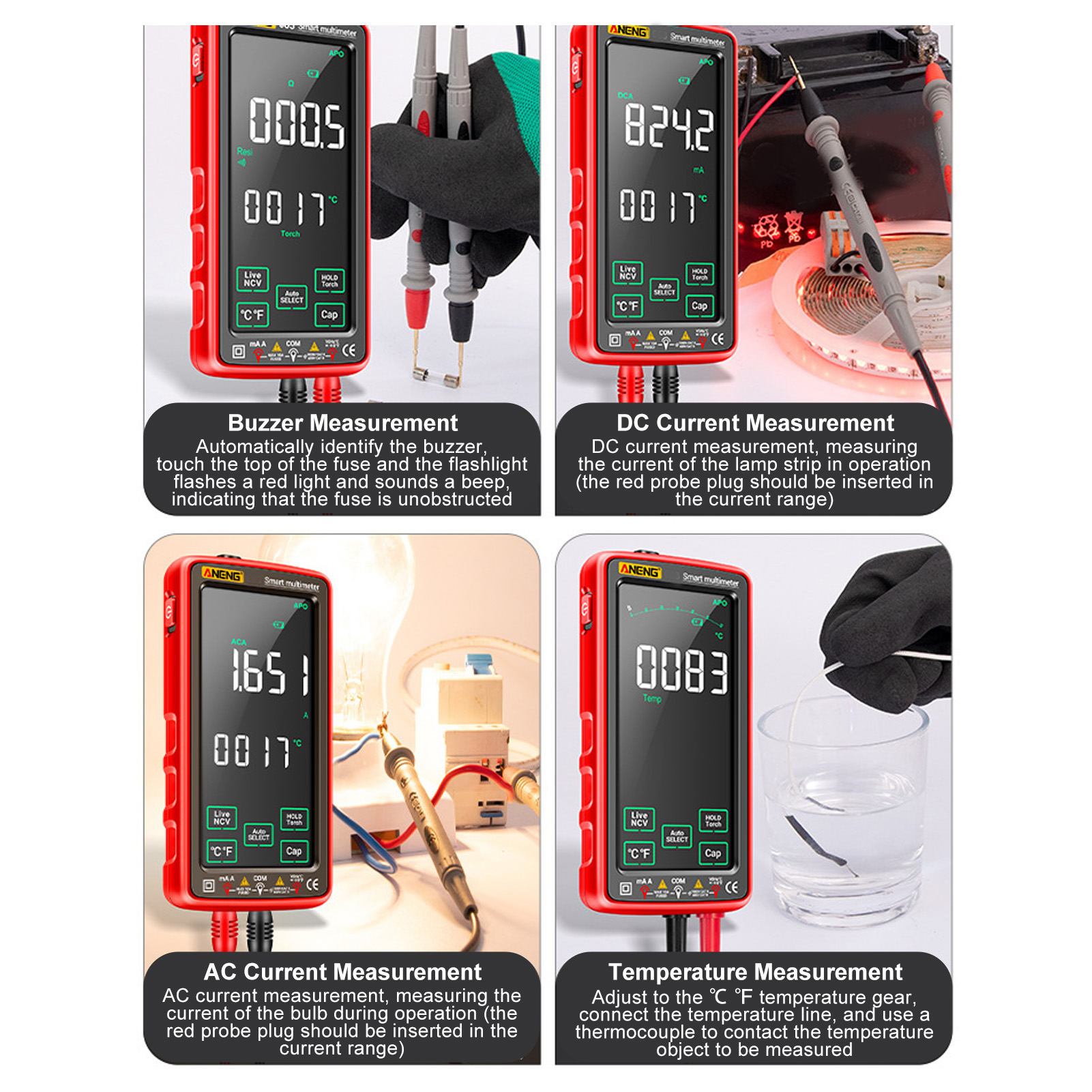 Va 6000 Count Lcd Digitalmultimeter, Automatischer Spannungs-, Strom- Und Widerstandsmesser, Vollbereich