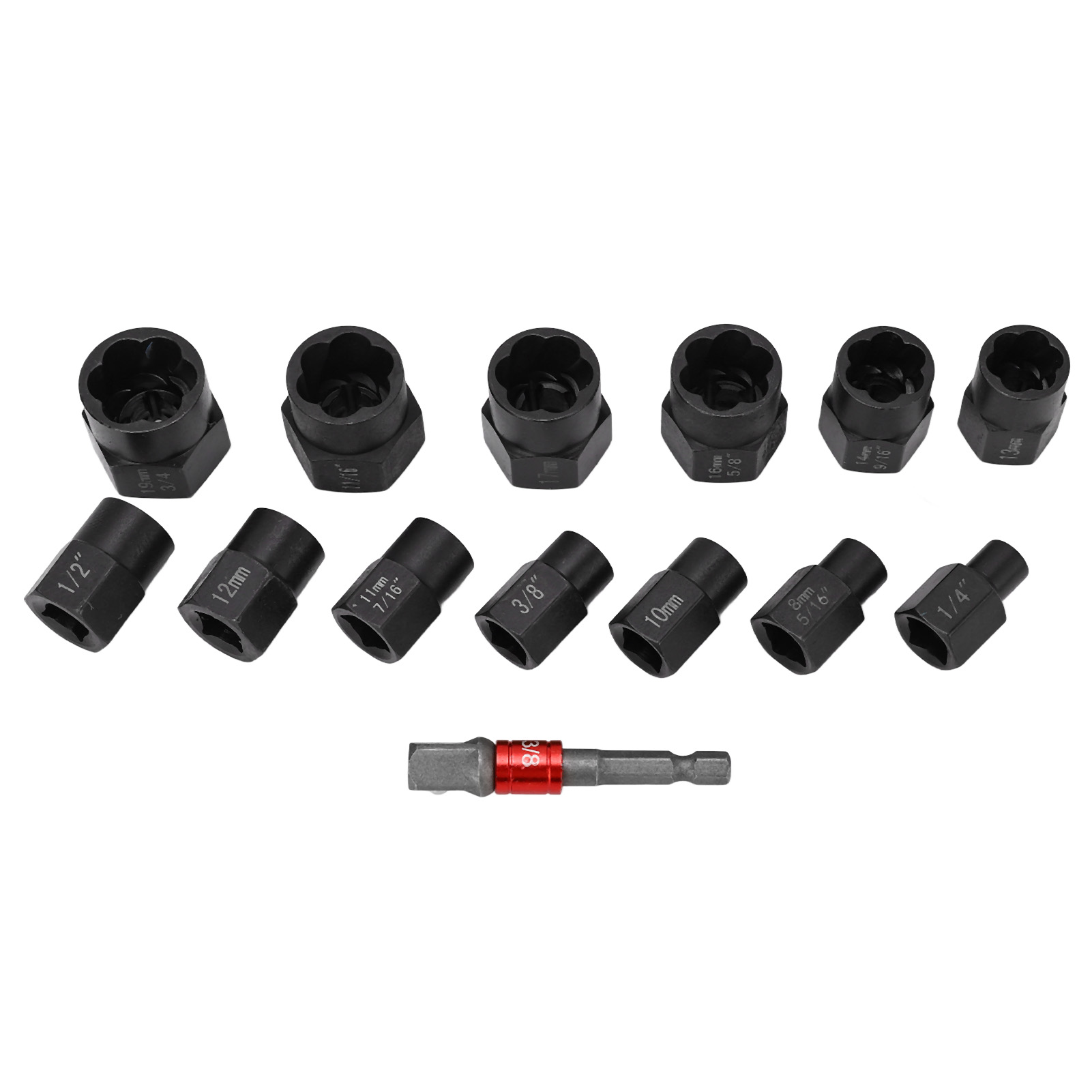 Set Mit 14 3/8-zoll-schrauben- Und Bolzenausdrehern, Rostlöser, Sechskantnuss Für Beschädigte Muttern