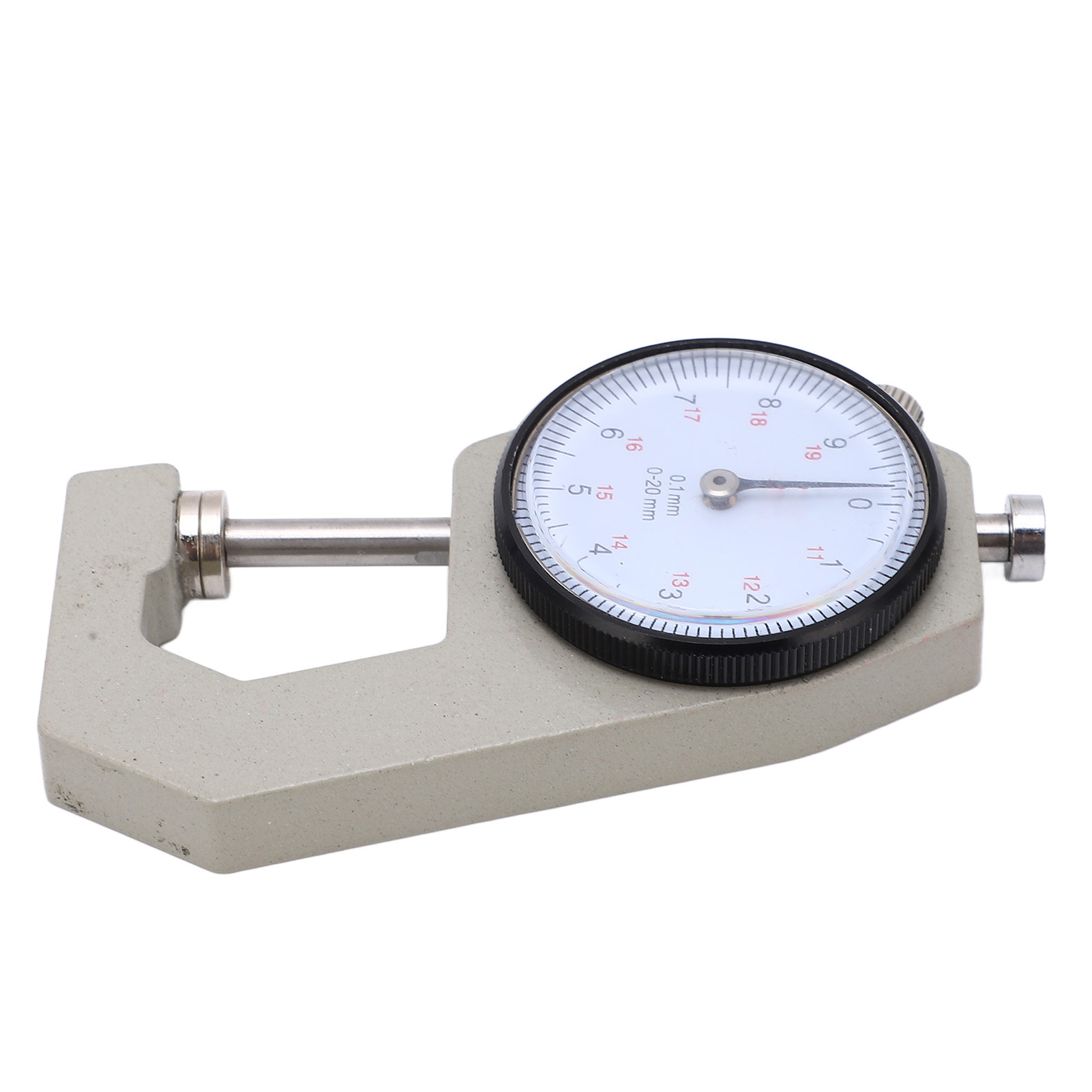 Tragbares Dickenmessgerät Mit Übersichtlichem Zifferblatt, Verschleißfestem Mikrometer, Flachkopfmessung 0-20 Mm, Präzises Messwerkzeug.