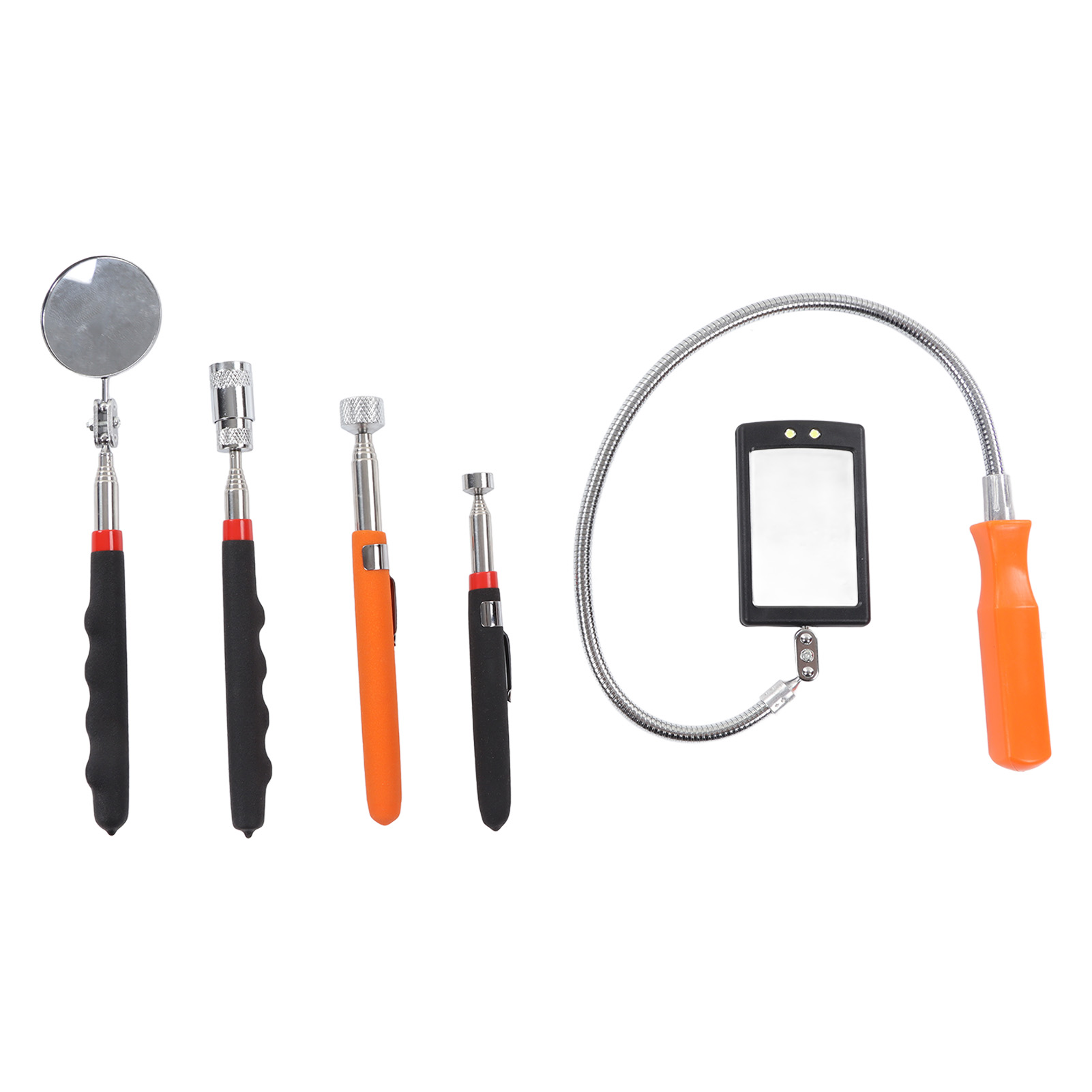 Set Aus 5 Teleskopierbaren 360°-magnetstäben Mit Led, Stoßfest, Flexibles Bergungswerkzeug Mit Schwenkbarem Magneten Für Heimwerker Und Mechaniker