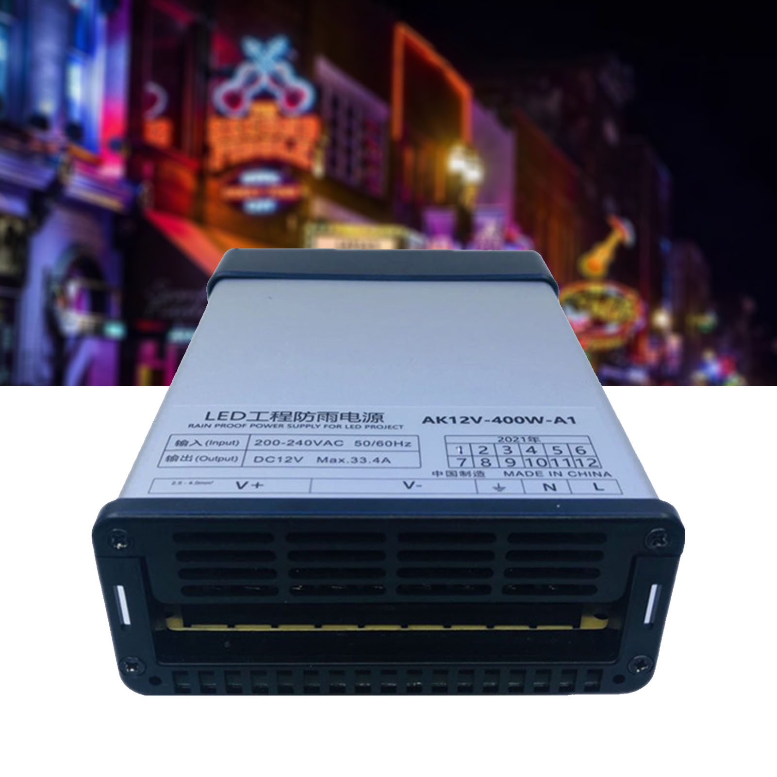 Wasserdichtes 400-w-netzteil, 12-v-transformator Mit Kurzschlussschutz, Kunststoffgehäuse, Für Led-streifen Und Elektronikprojekte.