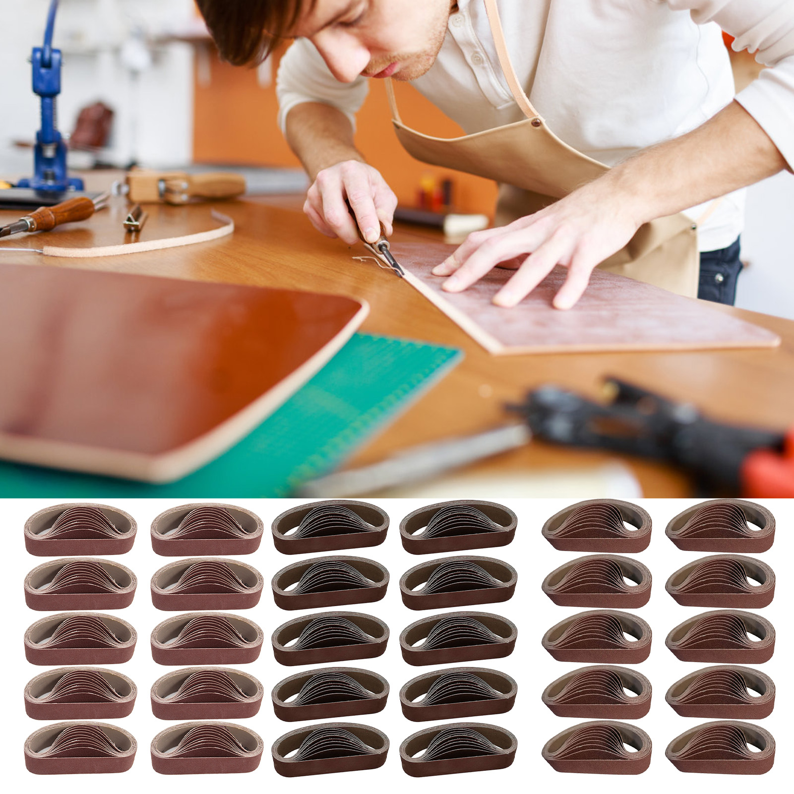 Packung Mit 30 Aluminiumoxid-schleifbändern, Körnung 80/240/800, 30 X 330 Mm, Schleifpapier Zum Polieren Und Schleifen