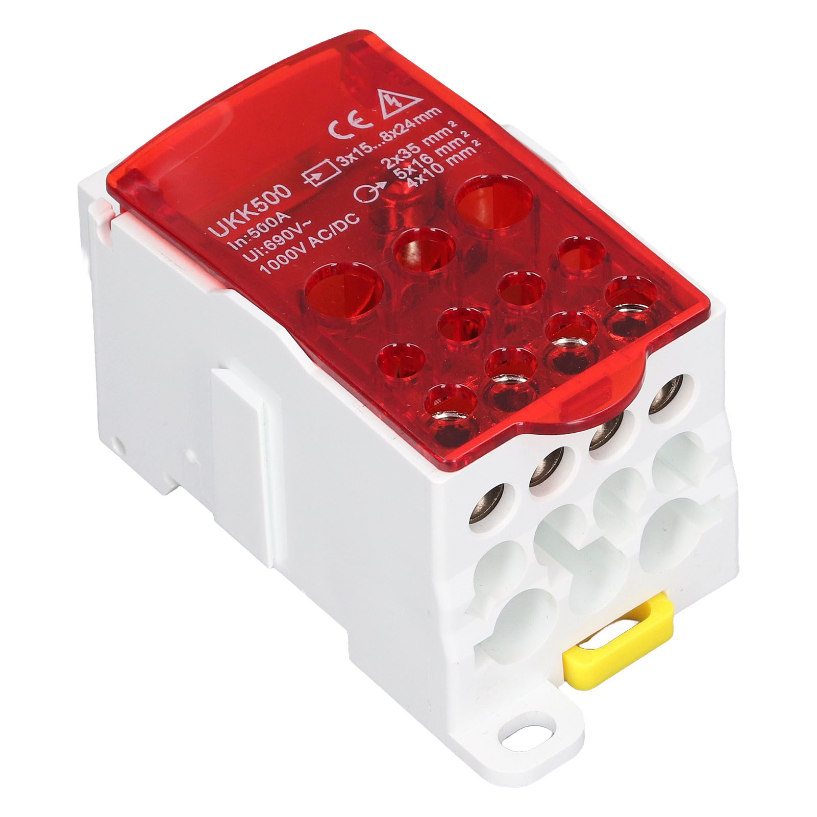 Ukk500 C45 Anschlussklemme, 690 V, 500 A, Einpolig Für Din-schiene, Rote Anschlussdose, 1 Stück