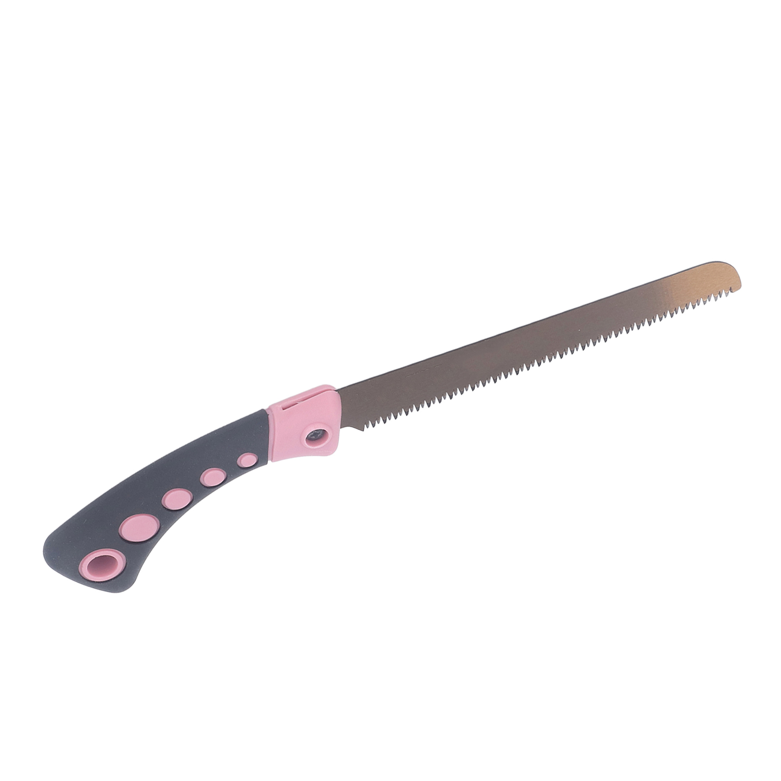 Pinkfarbene, Einseitige, Rutschfeste Handsäge Mit Gebogenem Griff Zum Präzisen Schneiden Kleiner, Feiner Holzteile Und Empfindlicher Komponenten.