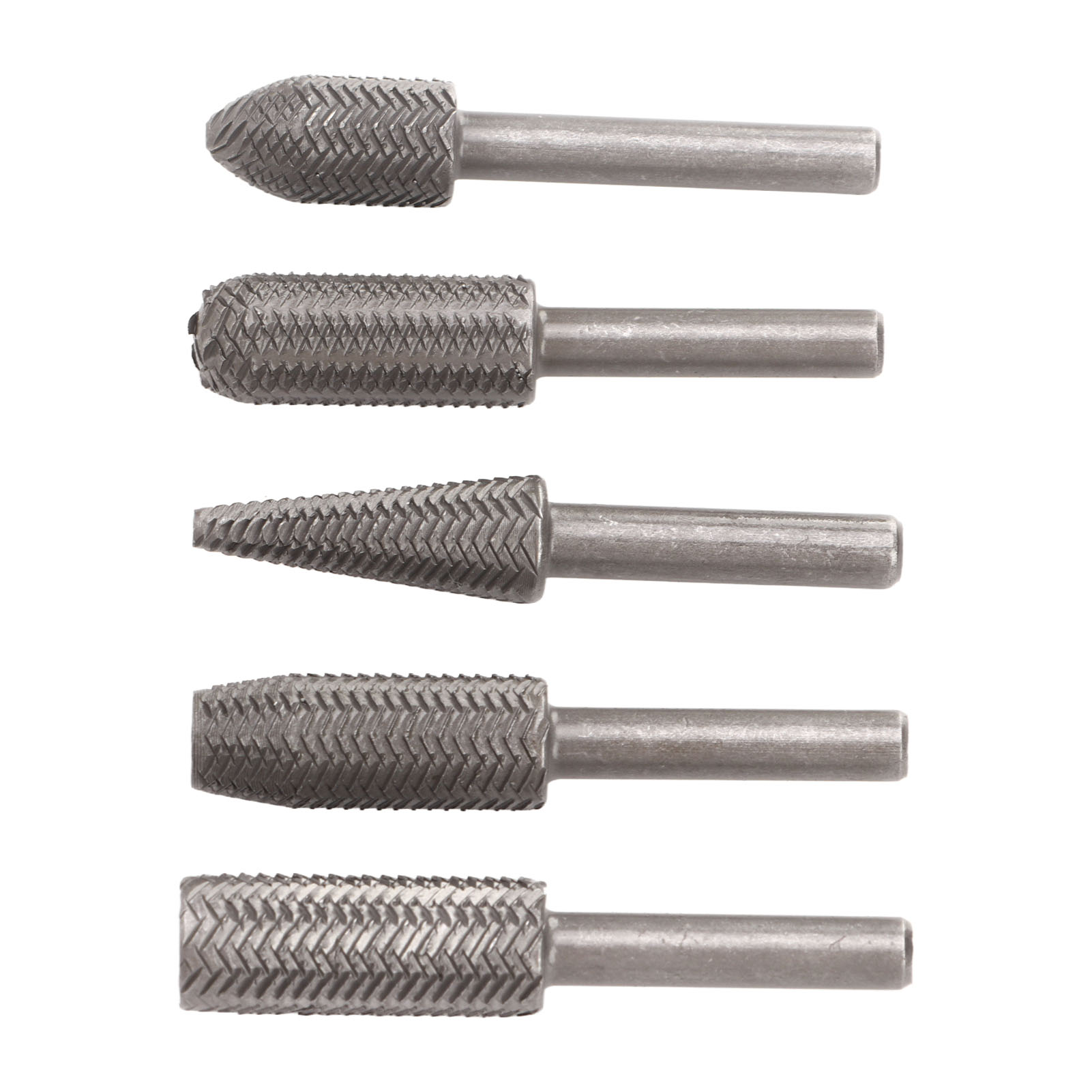 5-teilige Rotationsfeile Aus Wolframstahl, 6 Mm Schaft, Raspeln Für Holz Und Gummi, Zum Entgraten, Formen Und Nuten.