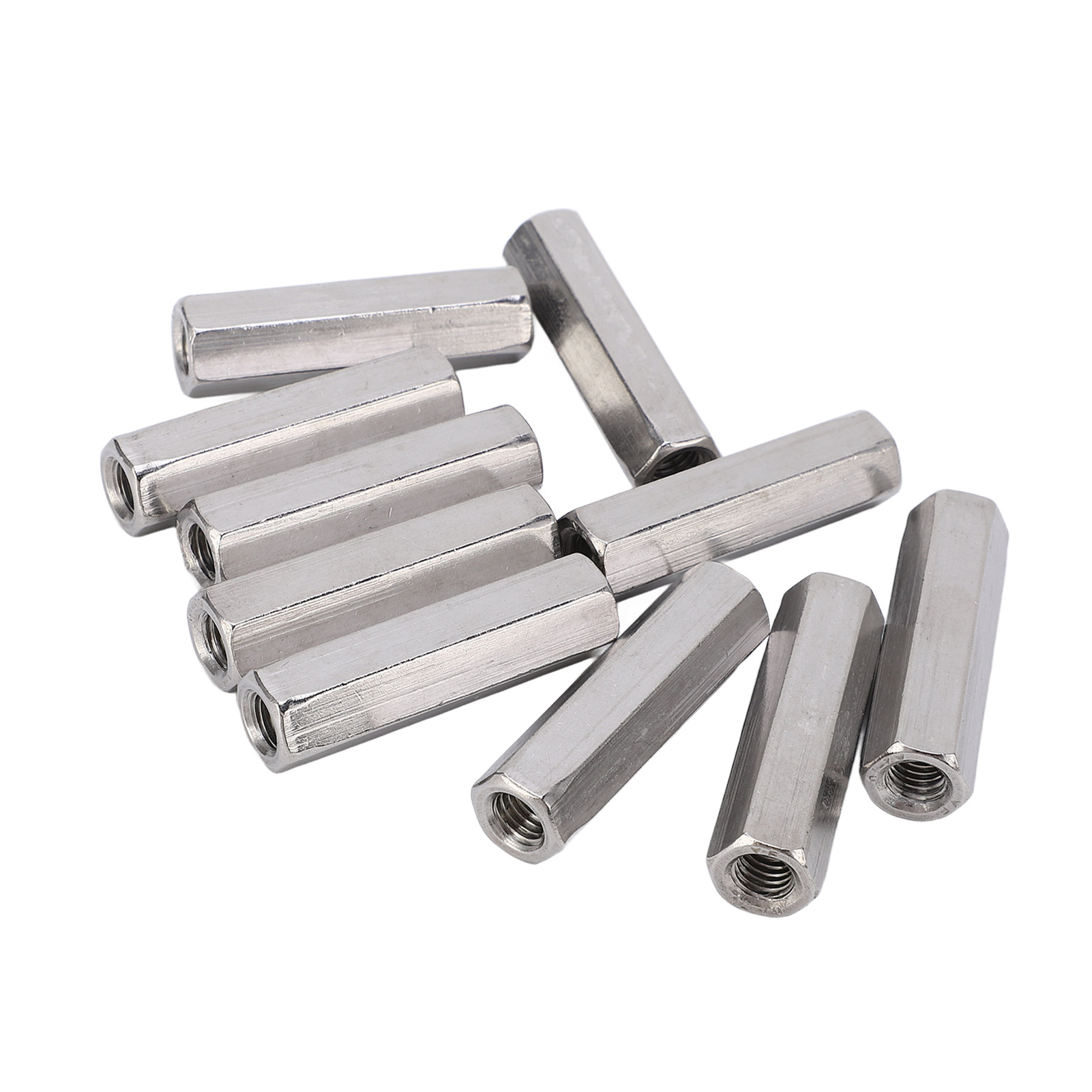 Sechskant-verbindungsmuttern M8x1,25, 10er-pack, Edelstahl 304, Industriebefestigung, 50 Mm Länge, 13 Mm Durchmesser