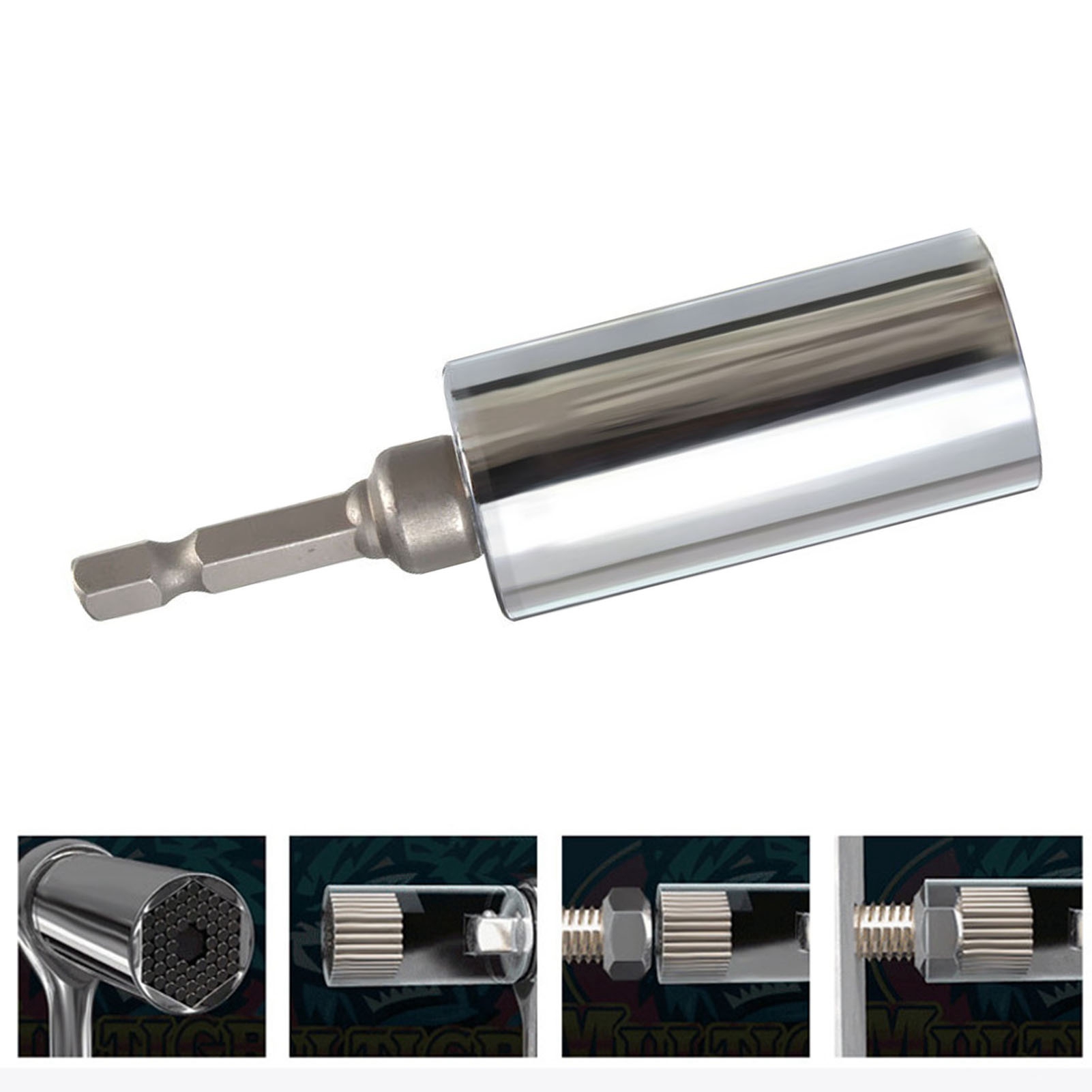 Universalsteckschlüssel 7 Mm Bis 19 Mm, Hochfester Stahl, Hohes Drehmoment, Multifunktionswerkzeug Mit Bohrfutteradapter