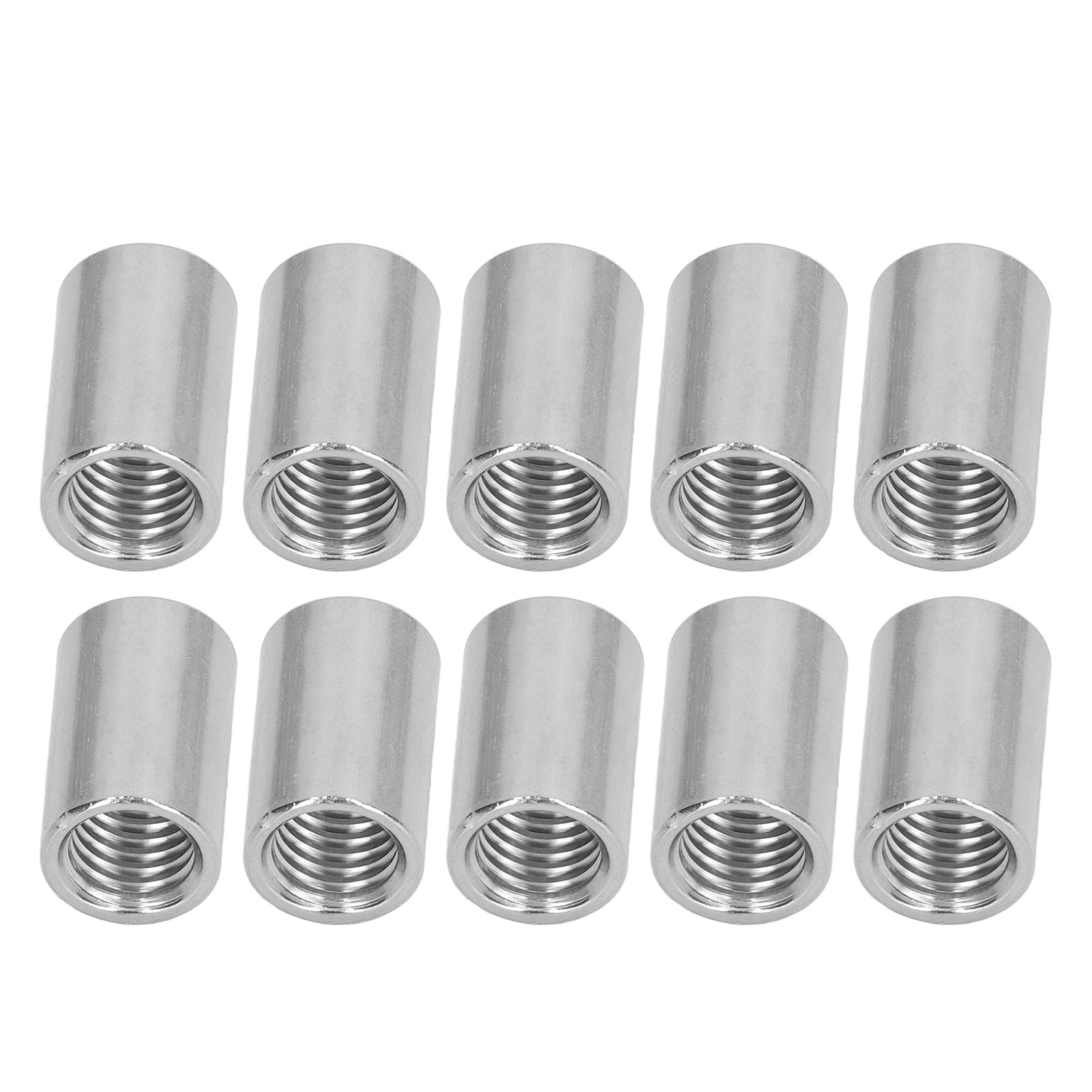 Runde Kupplungsmuttern M12x1,75, Innengewinde-stangenverbinder, Edelstahl 304, 16 Mm Durchmesser, 25 Mm Länge, Packung Mit 10 Stück.