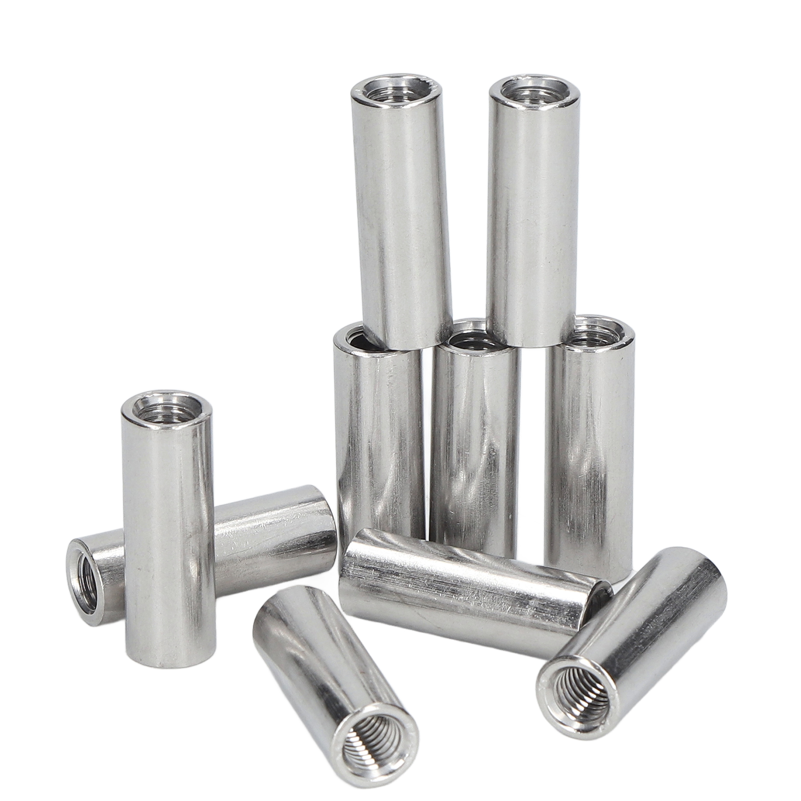 10-teiliges Set Aus Runden Überwurfmuttern, M8x1,25 Innengewinde-stangenverbinder, Edelstahl 304, 35 Mm Länge, 12 Mm Durchmesser, Hochleistungsschrauben.