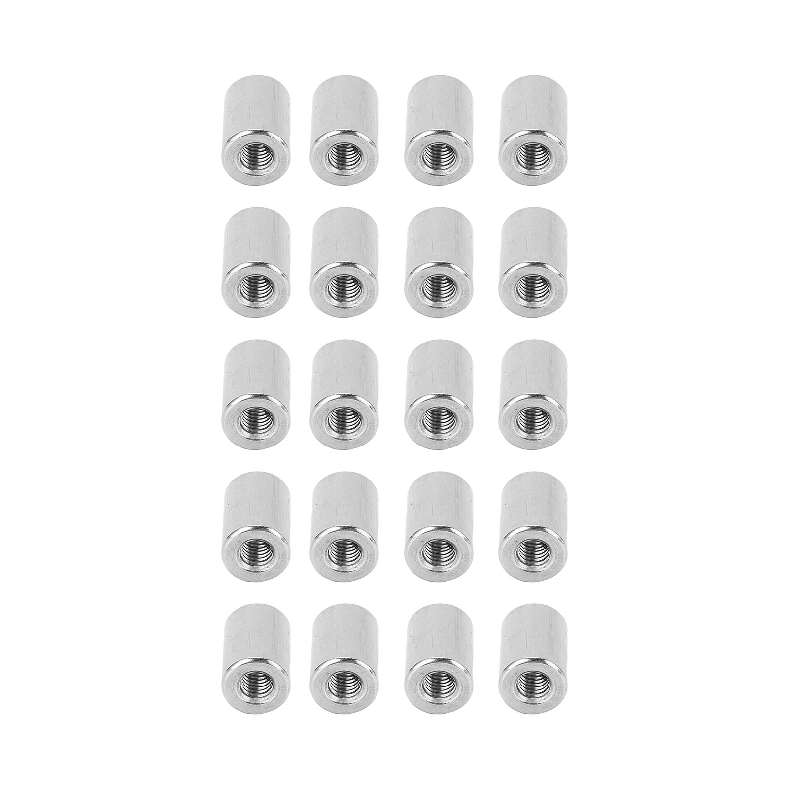 Runde M6x1,0 Edelstahl 304 Verschraubungsmuttern, 20er-packung, 12x17 Mm Innengewindestange, Verbindungsstücke Für Metallstangen