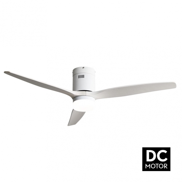 TODOLAMPARA - Deckenventilator mit Licht LED 18W Motor DC Modell AGUILON Weiß, 3 Farben, 3 Flügel, 5 Geschwindigkeiten, Fernbedienung, Memory, Timer,