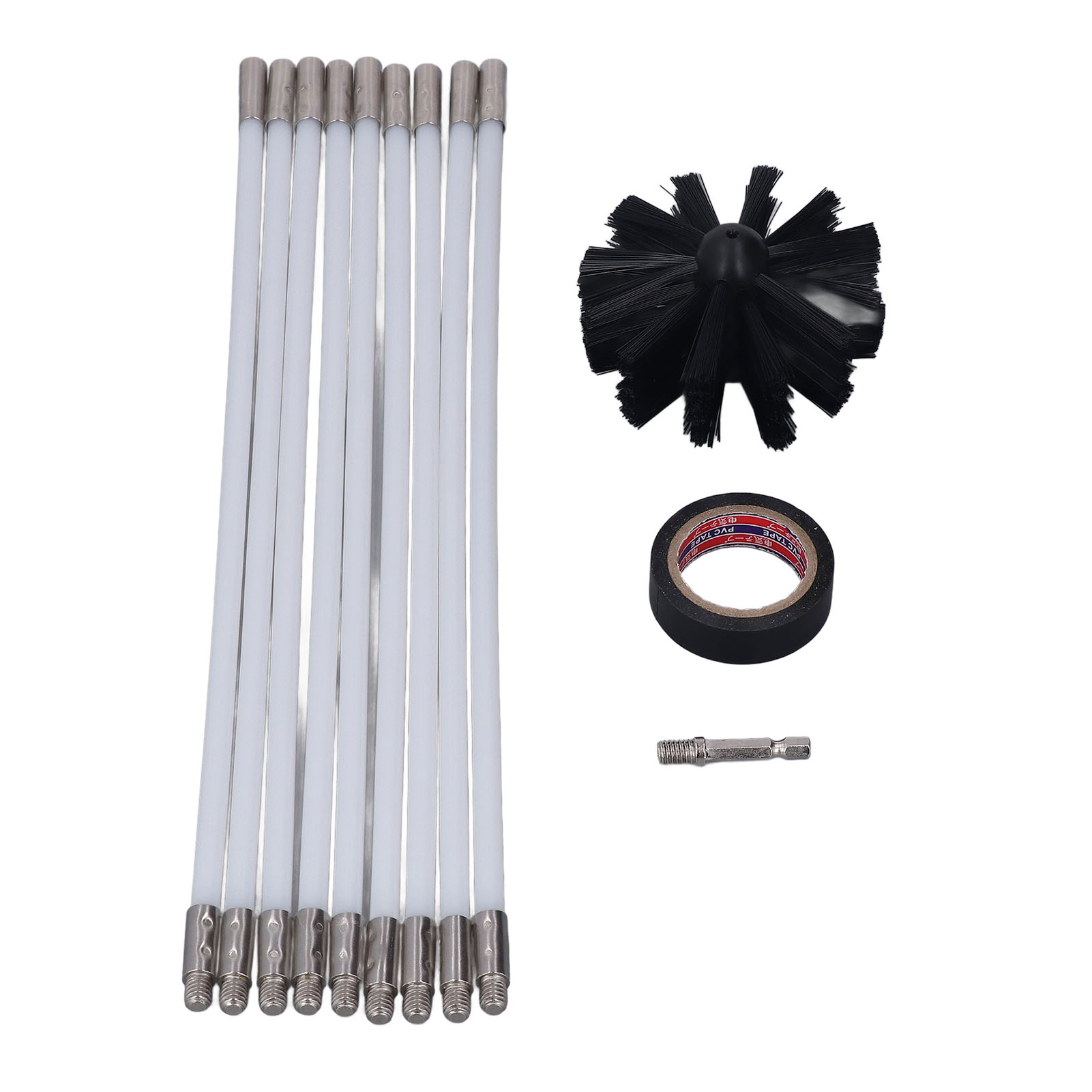33-teiliges Kaminreinigungsbürsten-set, 40 Cm, Flexible Pp-borsten Für Wäschetrocknerabluftrohre, Mit Klebeband, Kompatibel Mit Elektrischen Bohrmaschinen