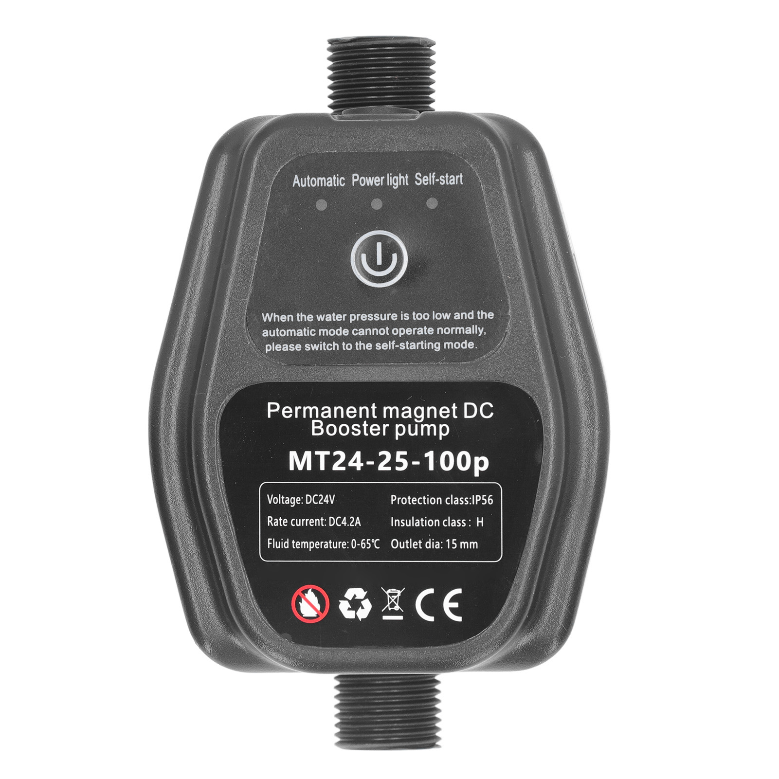 Automatische 100-w-24-v-druckerhöhungspumpe, Permanentmagnet-bürstenlosmotor, Für Die Gartenbewässerung, Schwarz, 100–240-v-eu-stecker