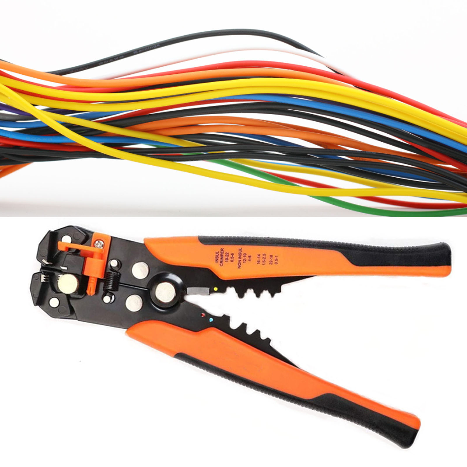Abisolier-, Schneid- Und Crimpzange Für Kabel, Orangefarbenes Handwerkzeug Für Elektriker, Multifunktionale Abisolier- Und Crimpzange, Robuste Drahtzange.
