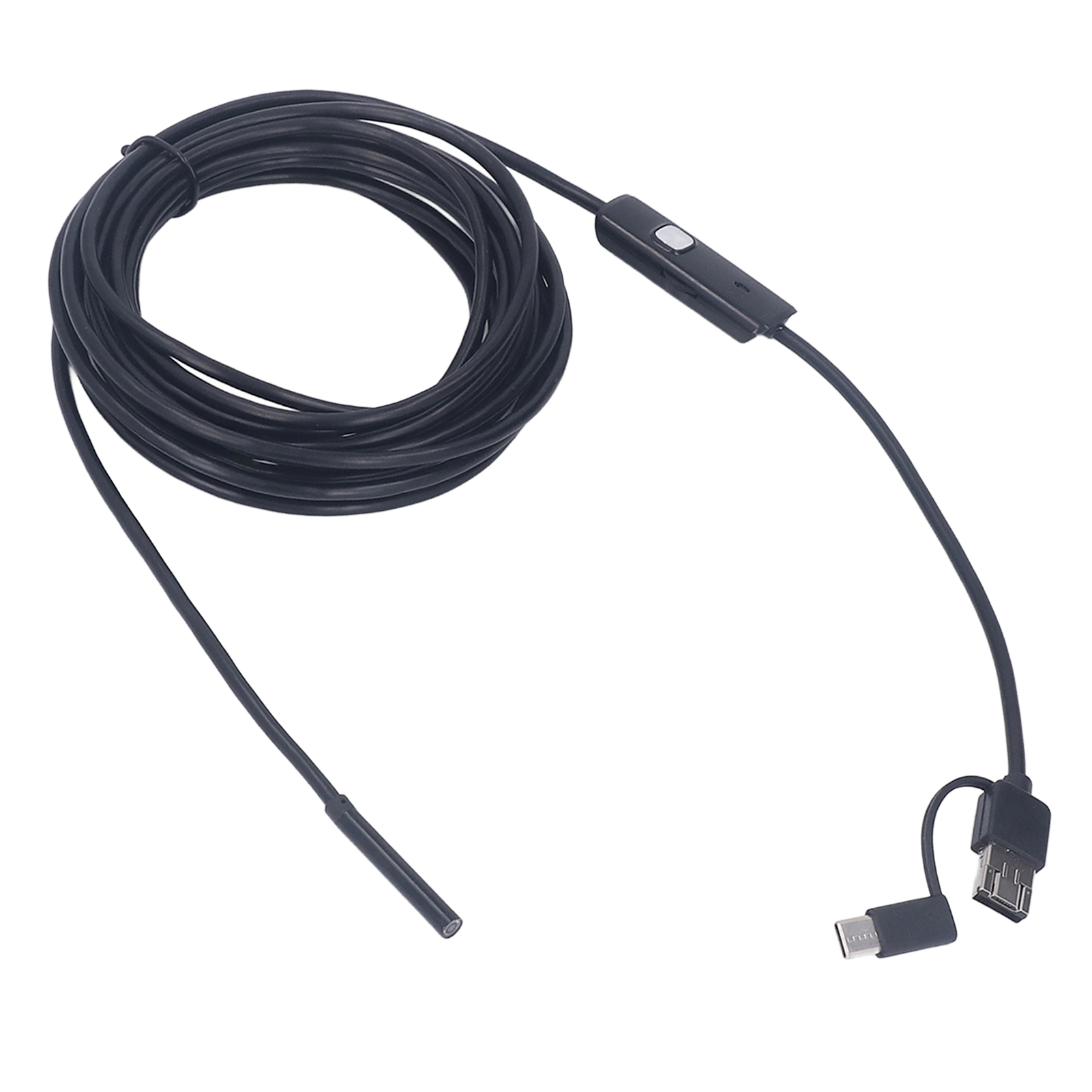 3-in-1 Usb Typ C Endoskopische Inspektionskamera Für Android, Pc, Mit Led, 5 M Starrem Kabel, 5,5 Mm Durchmesser, Für Den Einsatz Im Automobilbereich Und Zu Hause.