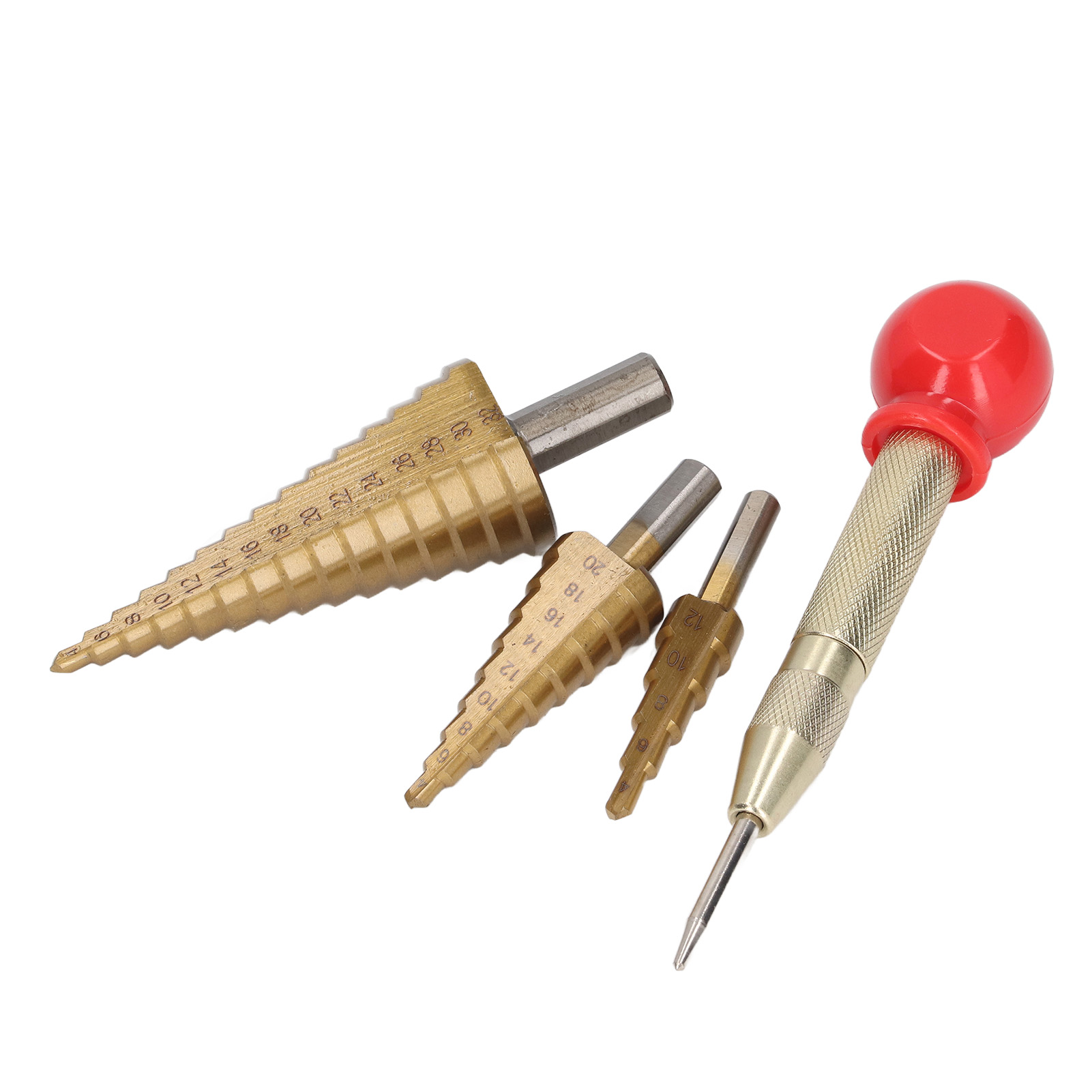 Set Aus 3 Stufenbohrern Aus Hochfestem Legiertem Stahl, Robustem Dreikantschaft, Pagodenform Mit Körner