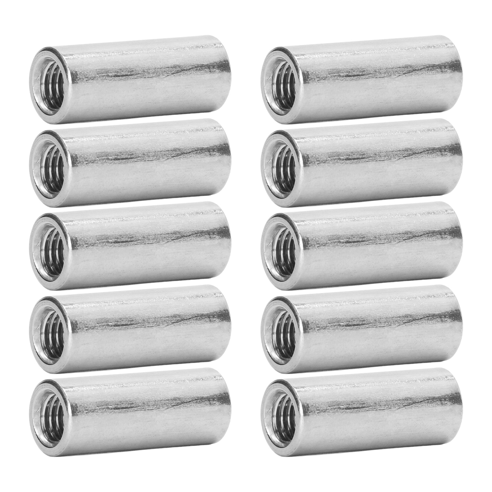 Runde Verbindungsmuttern Aus Edelstahl M8x1,25 L30mm, Satz Mit 10 Gewindehülsen Für Stangen, Verbindungsbuchsen Aus Edelstahl