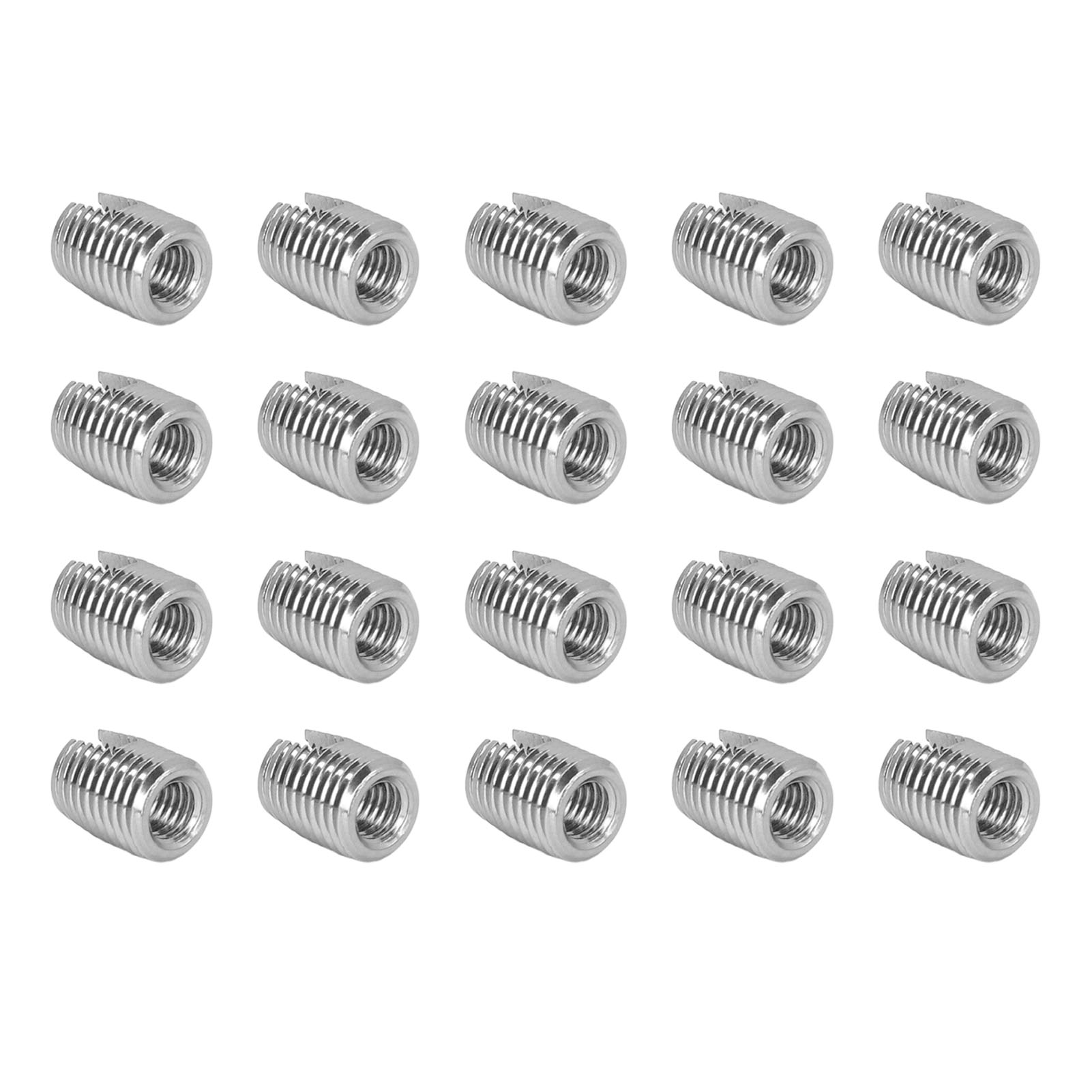 Packung Mit 20 Gewindeeinsätzen Aus Edelstahl, Schlitzgewinde M5x0,8 Innengewinde / M8x1,0 Außengewinde, Selbstschneidende Gewindereparatur