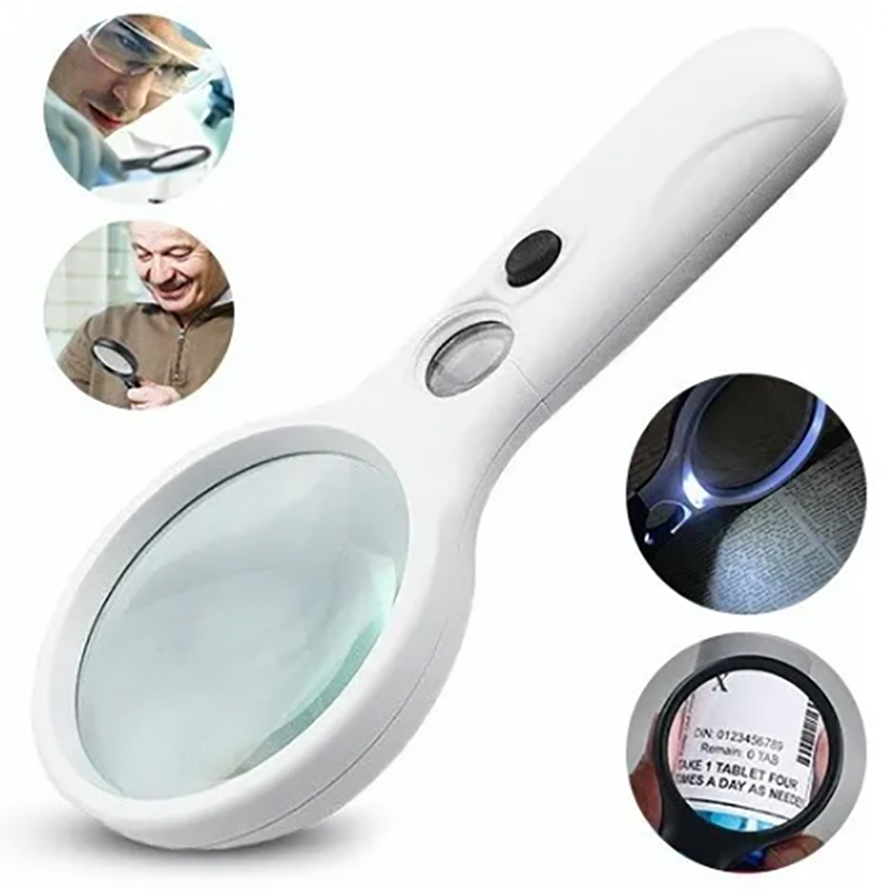 3-fache/45-fache Handlupe Mit Led-beleuchtung, Für Kinder Und Senioren, Weiß