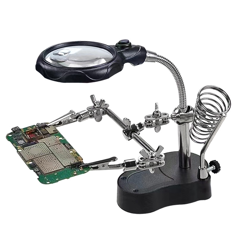 Verstellbare Led-lötstation Mit Lupe, Dritter Hand Und Hilfsklemme Für Diy-projekte
