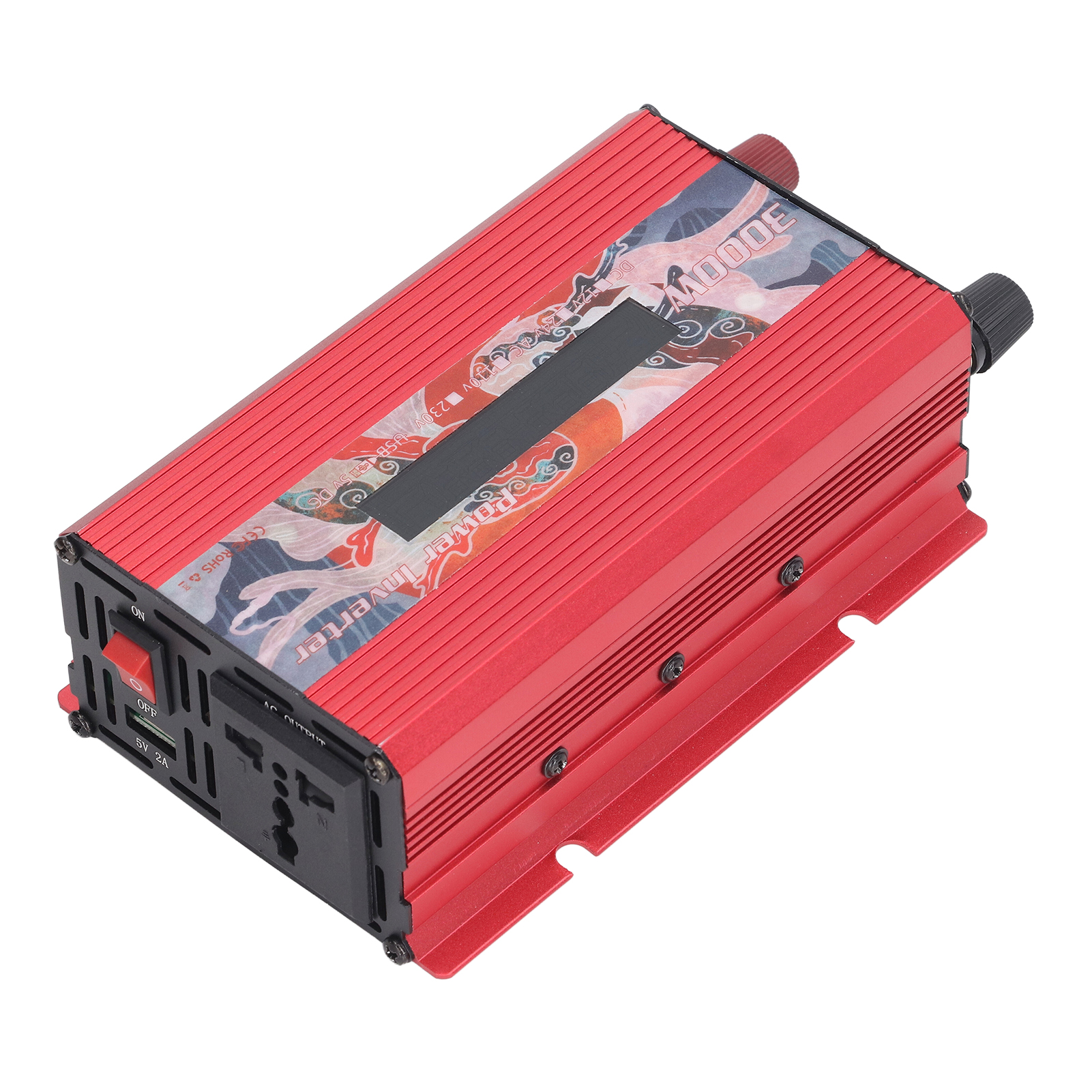3000-w-wechselrichter (24 V Dc Zu Ac), Modifizierter Sinus-leistungswandler, Lcd-display, 2,0-a-usb-anschluss, Lüfter, Rot