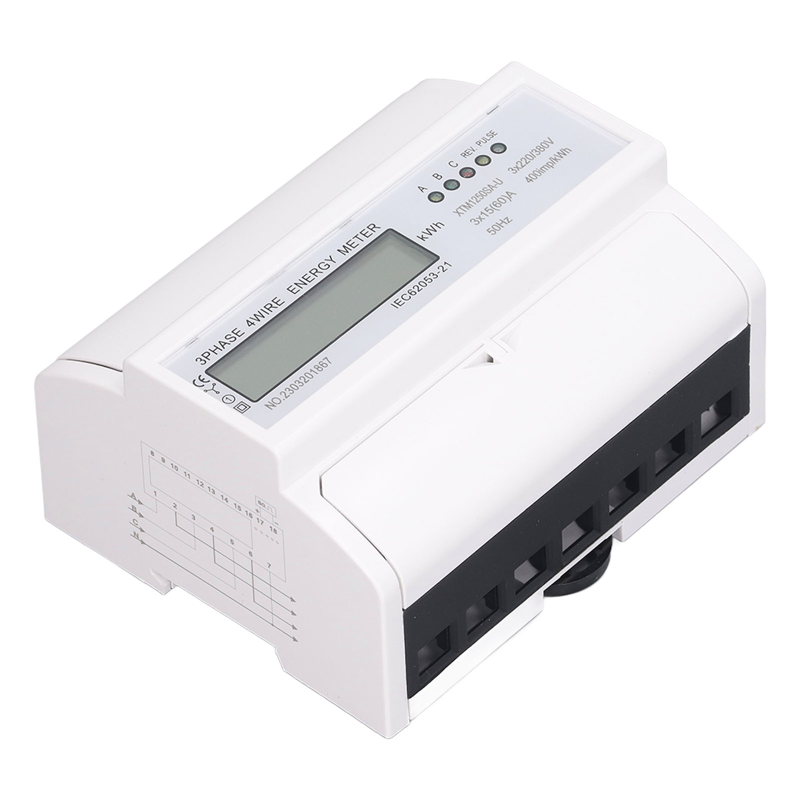 Dreiphasen-energiezähler, Stromverbrauchsanzeige Mit Lcd-display, Din-schienenmontage, 3x15a, 3x220v/380v, Leistungsmesser.