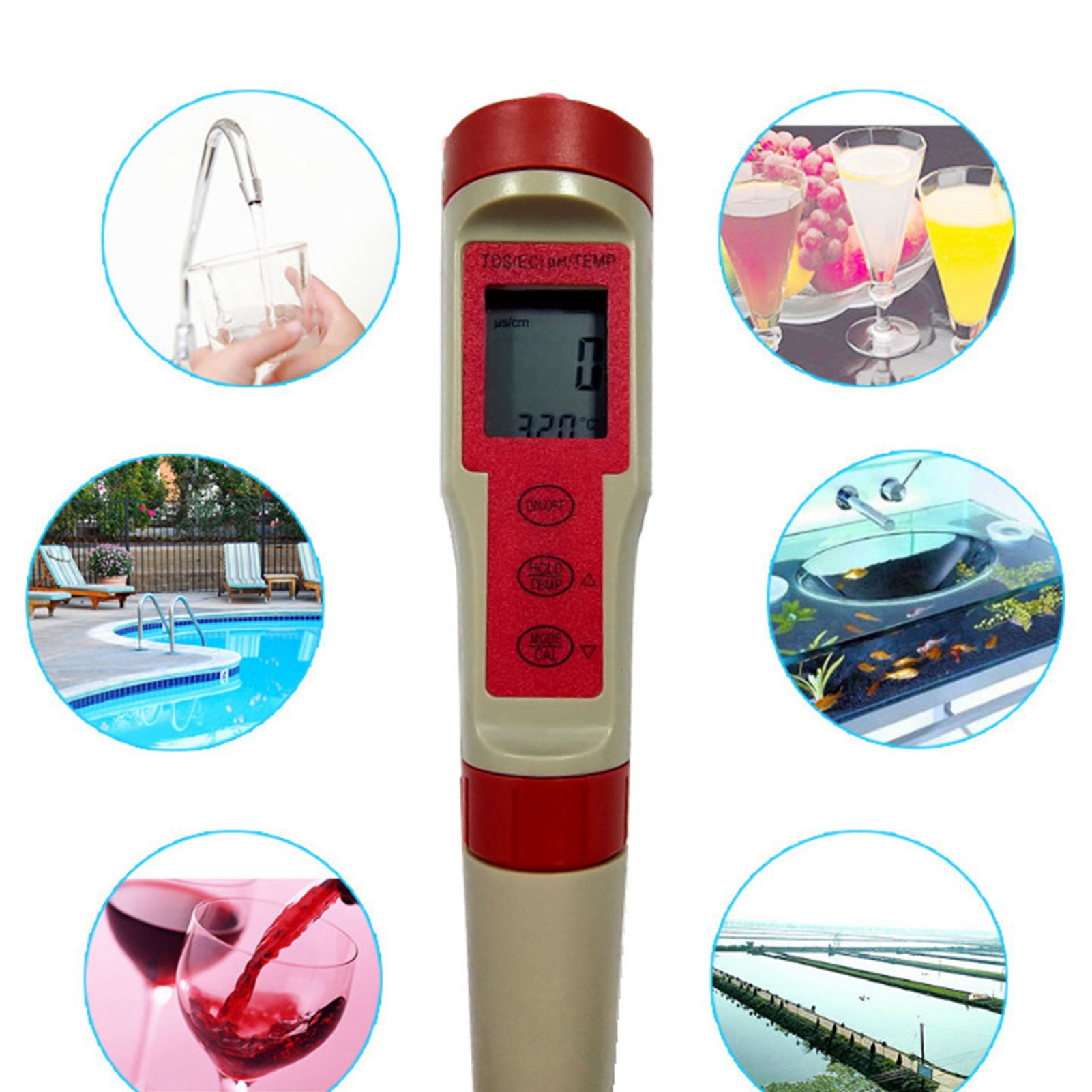 4-in-1 Wasserqualitätstester Ph Tds Ec Temperatur, Präziser Und Empfindlicher Monitor Mit Hd-bildschirm, Zuverlässige Erkennung Für Die Wasseranalyse.