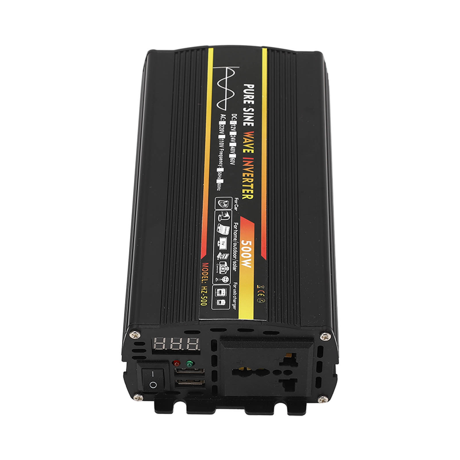 500-w-sinus-wechselrichter Mit Universalstecker, 2 Usb-anschlüssen, Led-anzeige, 12-v-eingang, 220-v-ausgang Für Das Auto