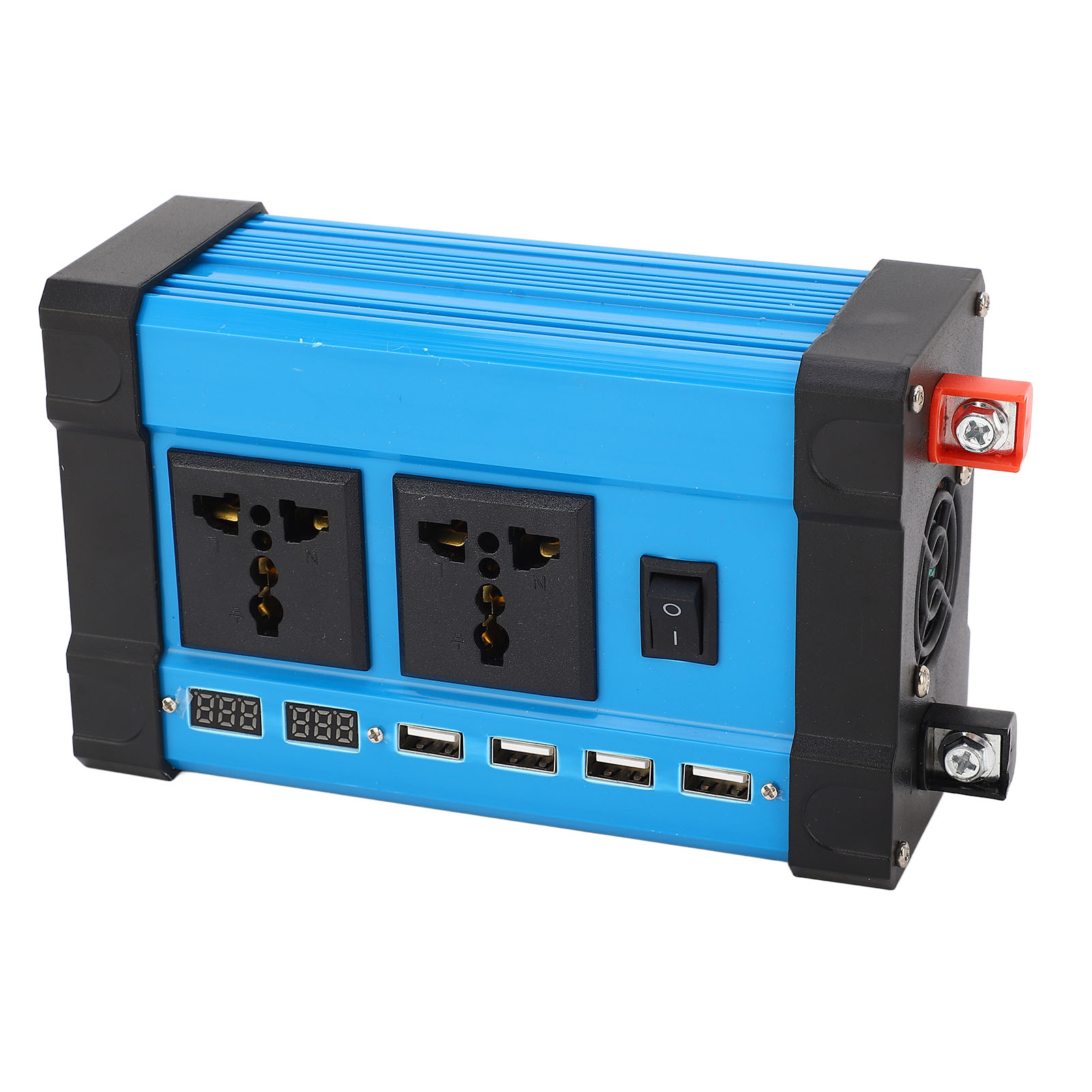 500-w-wechselrichter Mit Modifizierter Sinuswelle, 12-v-auf-110-v-wandler Mit Dualem Lcd-display, 4 X 4,2-a-usb-anschlüssen, Kfz-stecker Und Zwei Netzsteckdosen, Reiseladegerät