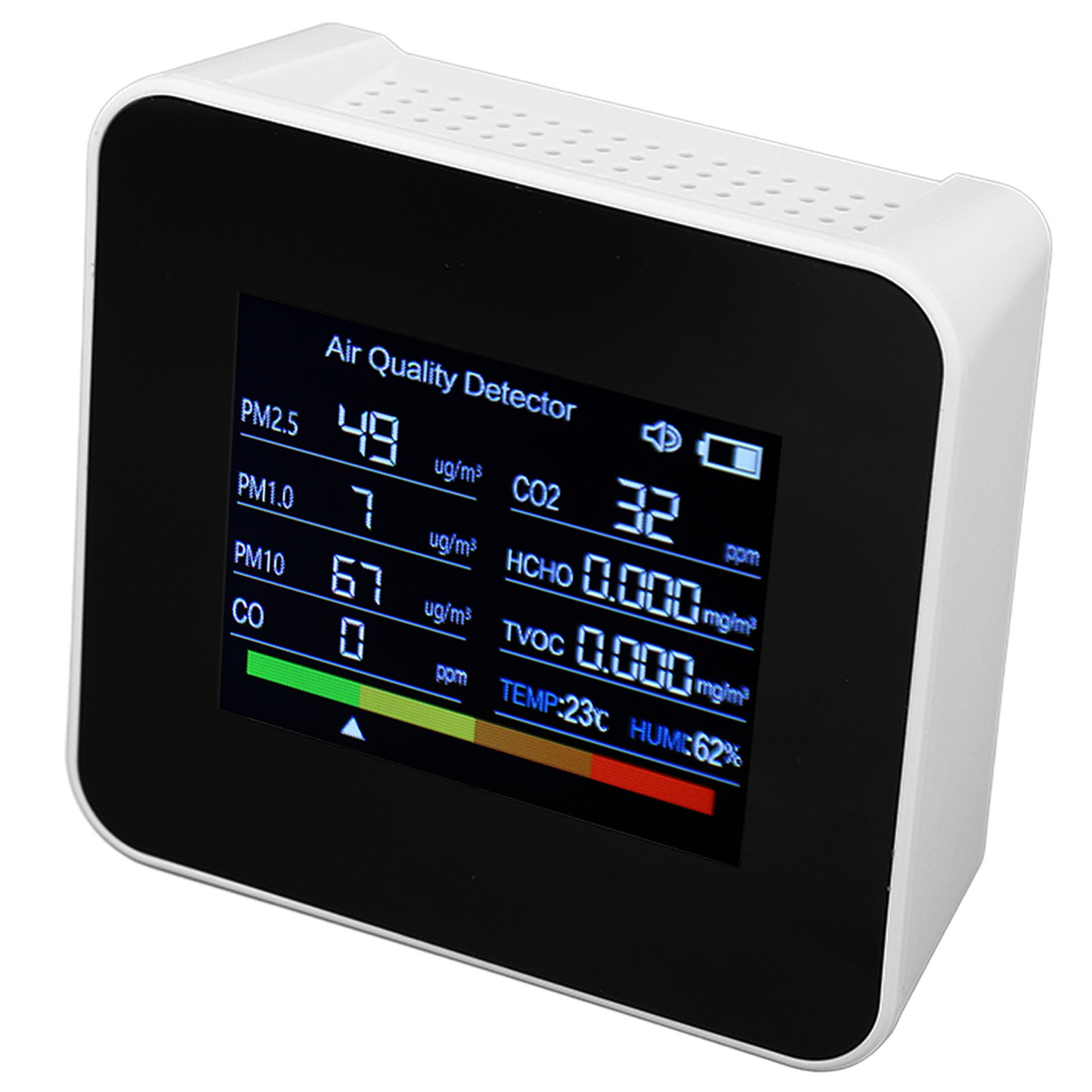 9-in-1-luftqualitätsmessgerät Mit Digitalanzeige, Co2- Und Tvoc-monitor, Eingebautem Akku, Tragbarer Luftverschmutzungsanalysator
