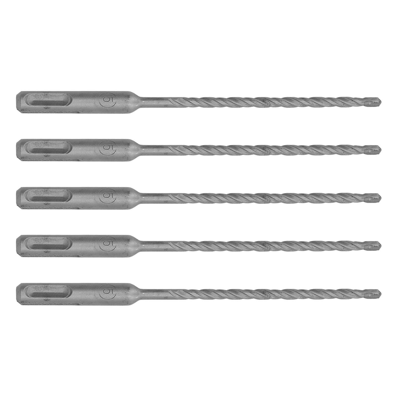 5-teiliges Betonbohrer-set (160 Mm) Mit 2 Schneiden, Selbstzentrierender Sds-spitze Aus Hartmetall Für Stein, Ziegel Und Mauerwerk, 5 Mm / 0,2 Zoll